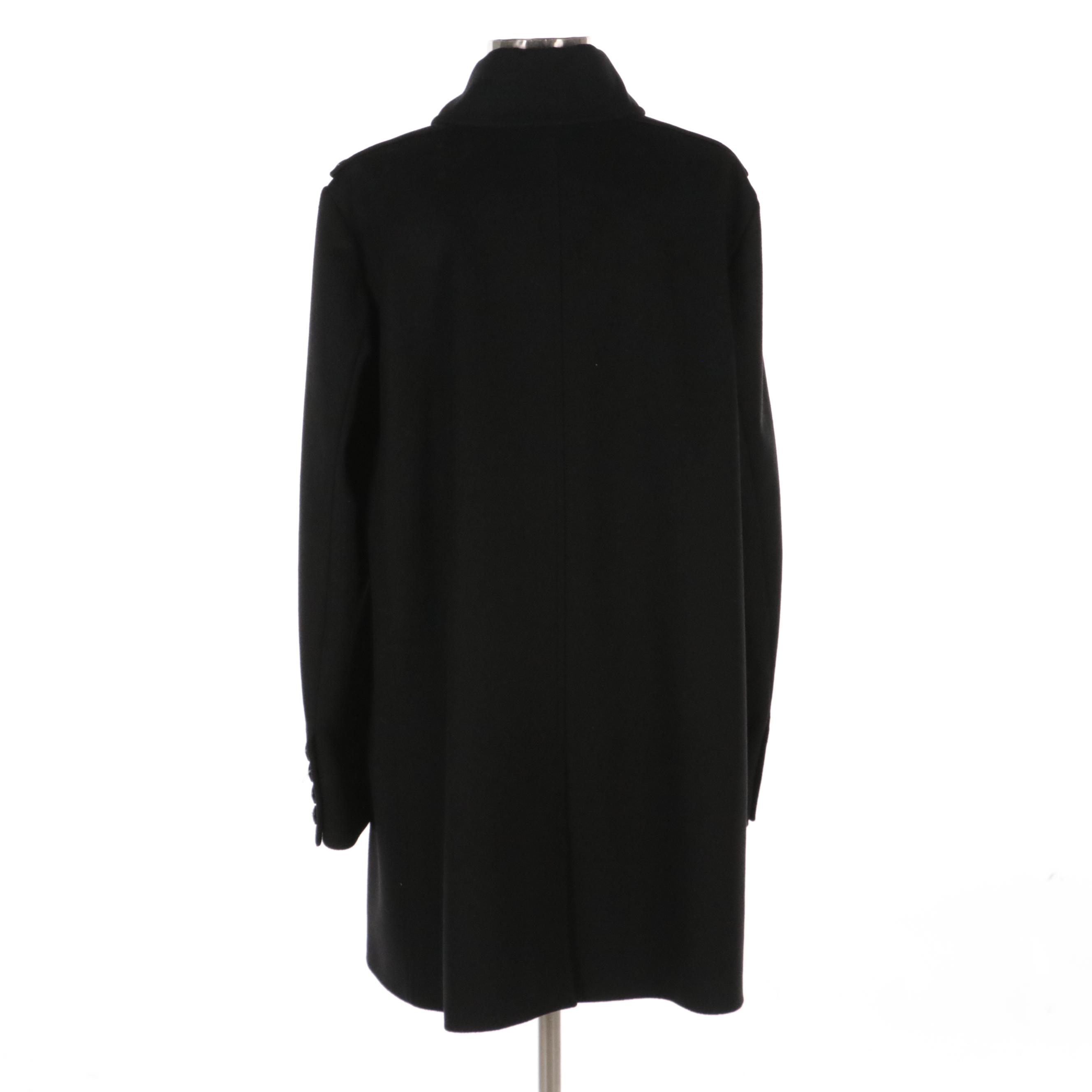 Burberry Black Wool and Cashmere Blend Button-Front Coat, New with Tag