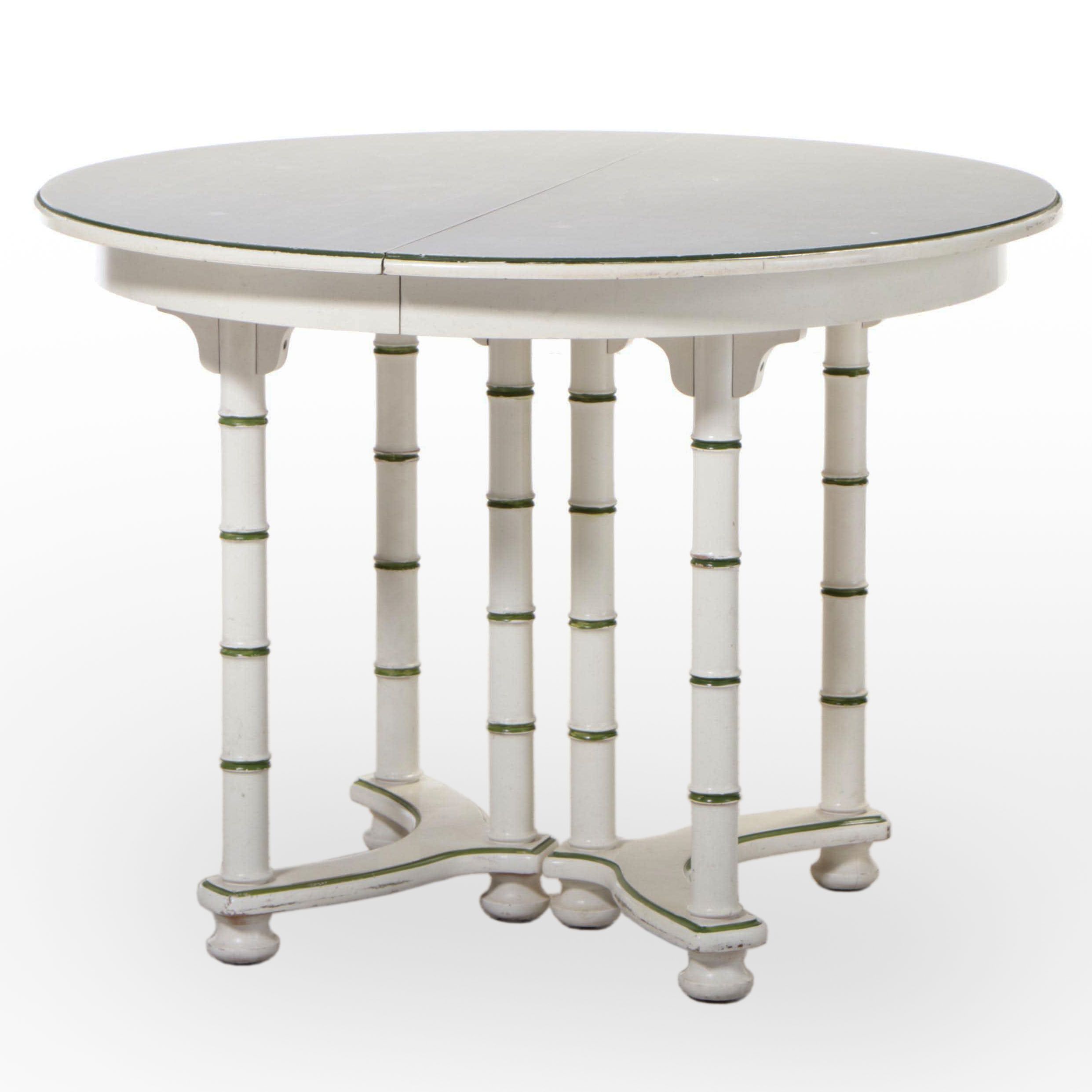 Drexel "Kensington" Painted, Faux-Bamboo, & Laminate Top Extending Dining Table