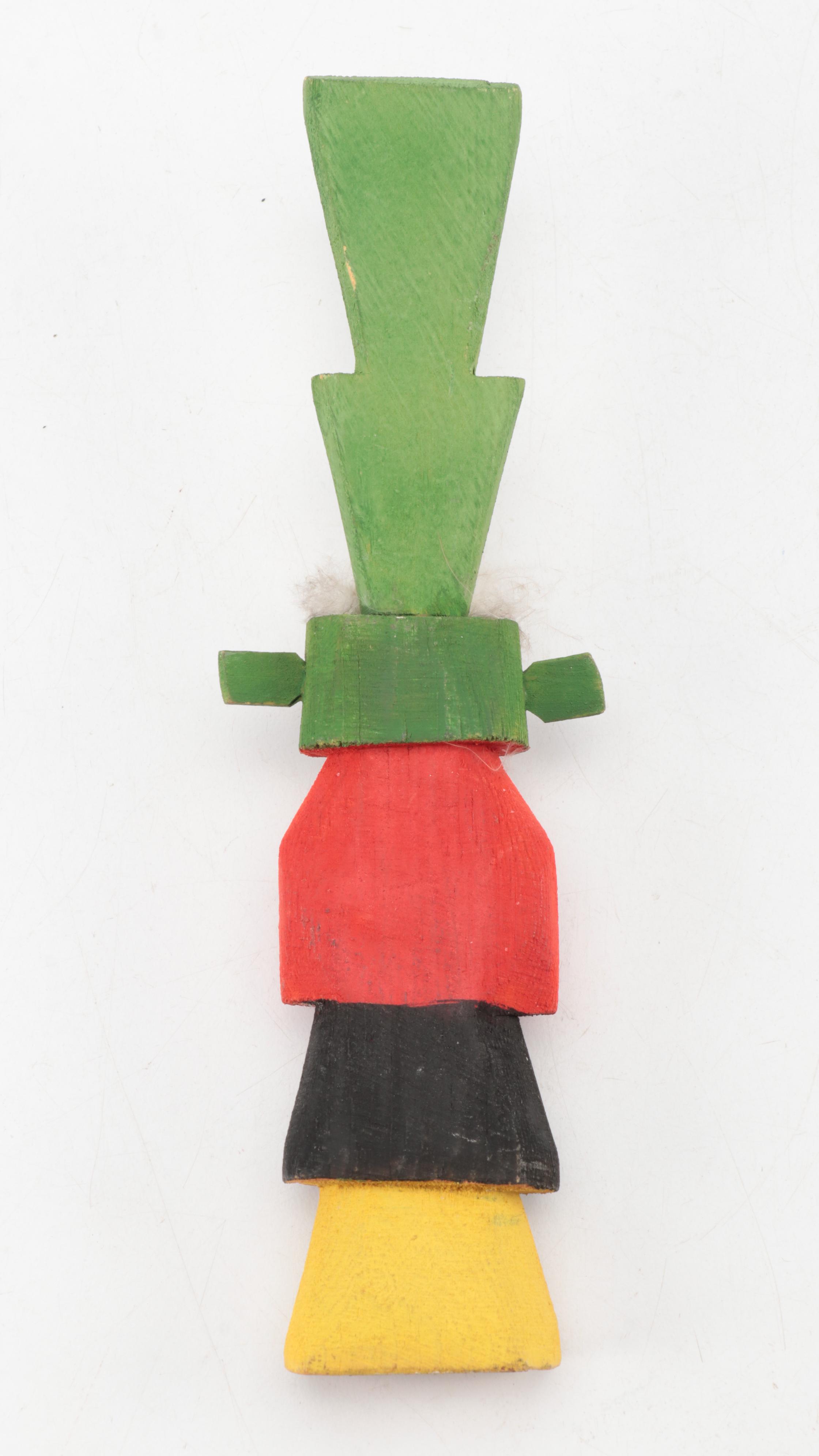 Native American Pottery Collection with Polychrome Kachina and Hawaiian Carving