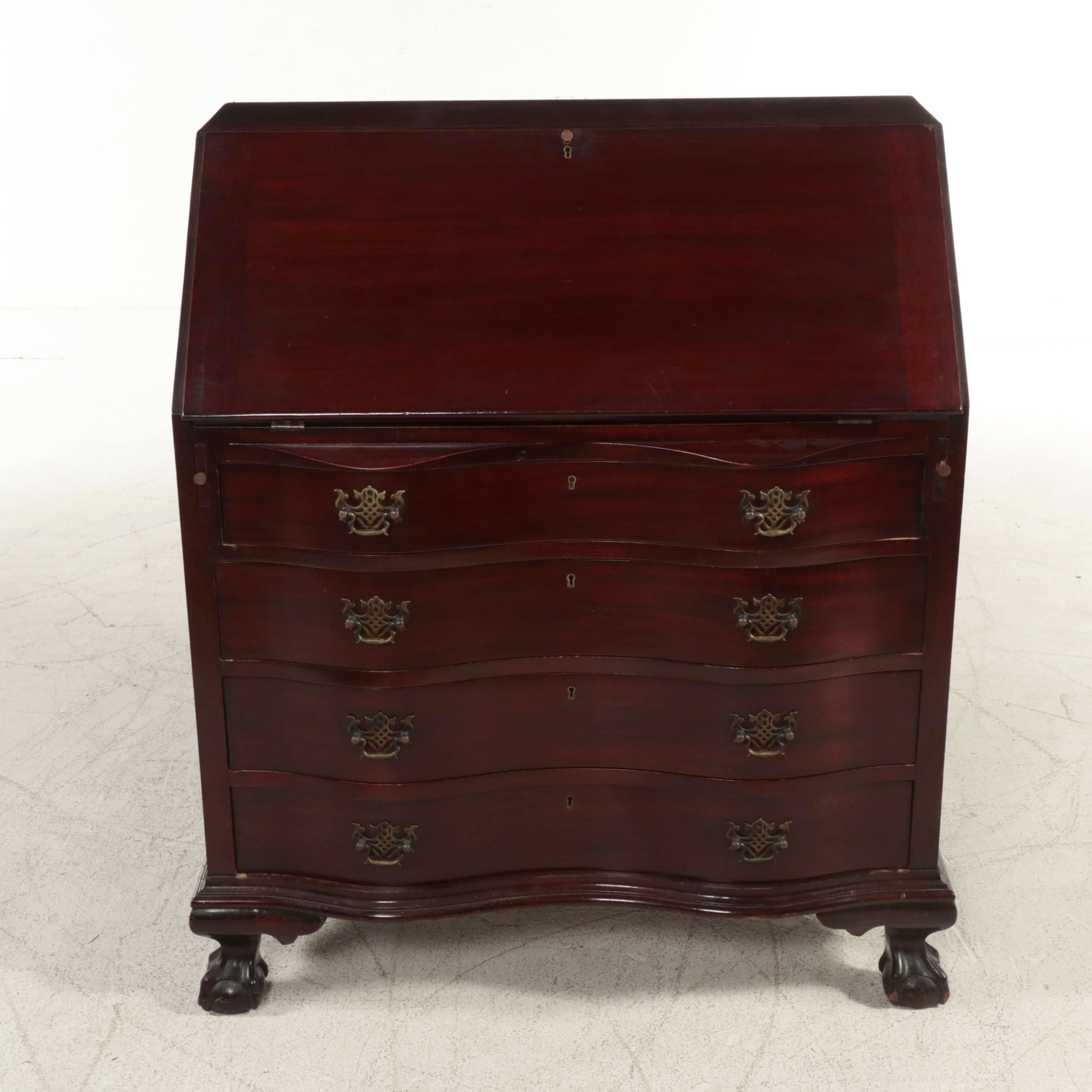 Chippendale Style Mahogany Slant-Front Desk, Early 20th Century
