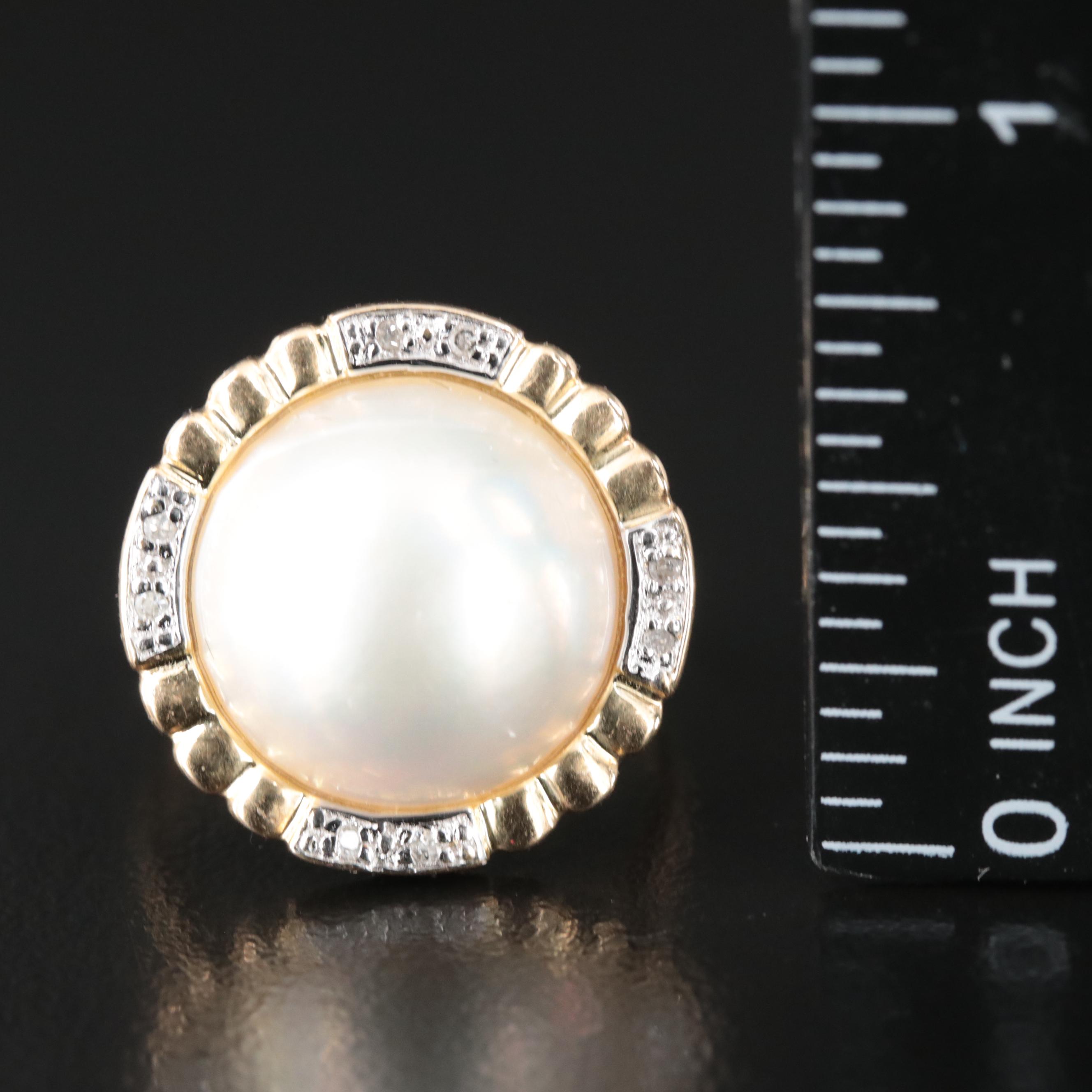 14K Pearl and Diamond Ring