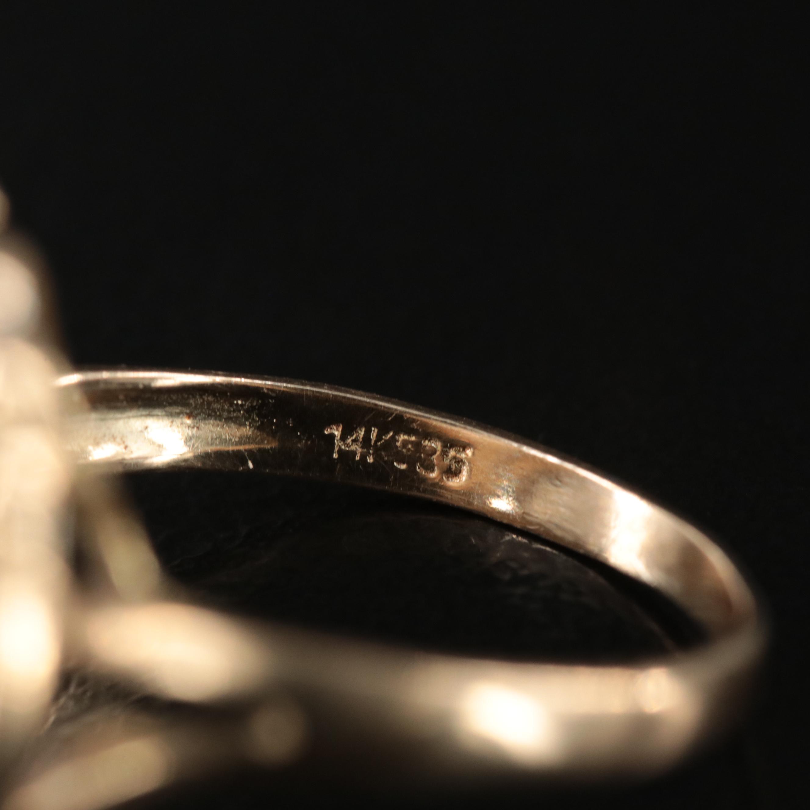 14K Pearl and Diamond Ring