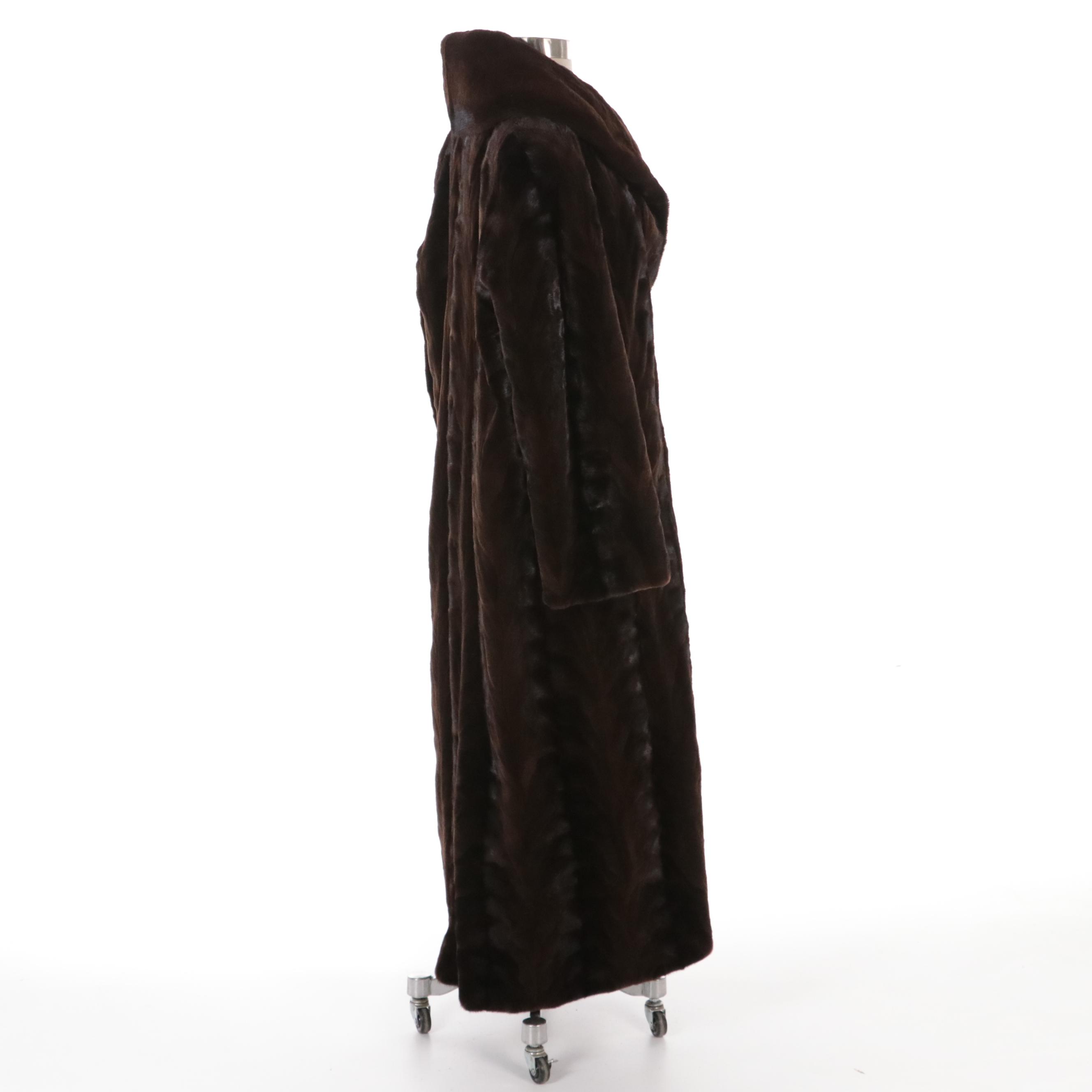 Sheared Mink Paw Fur Full-Length Coat