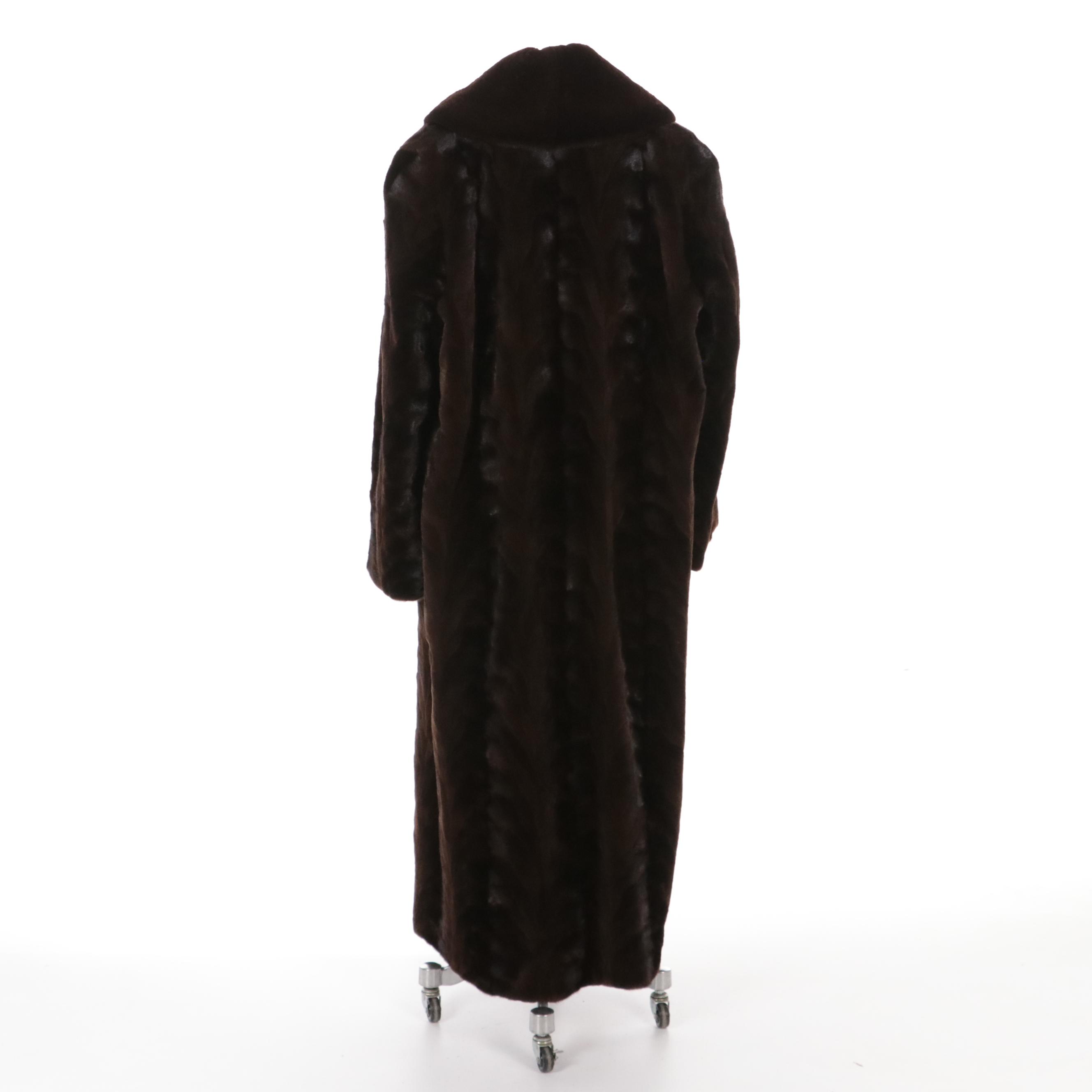 Sheared Mink Paw Fur Full-Length Coat