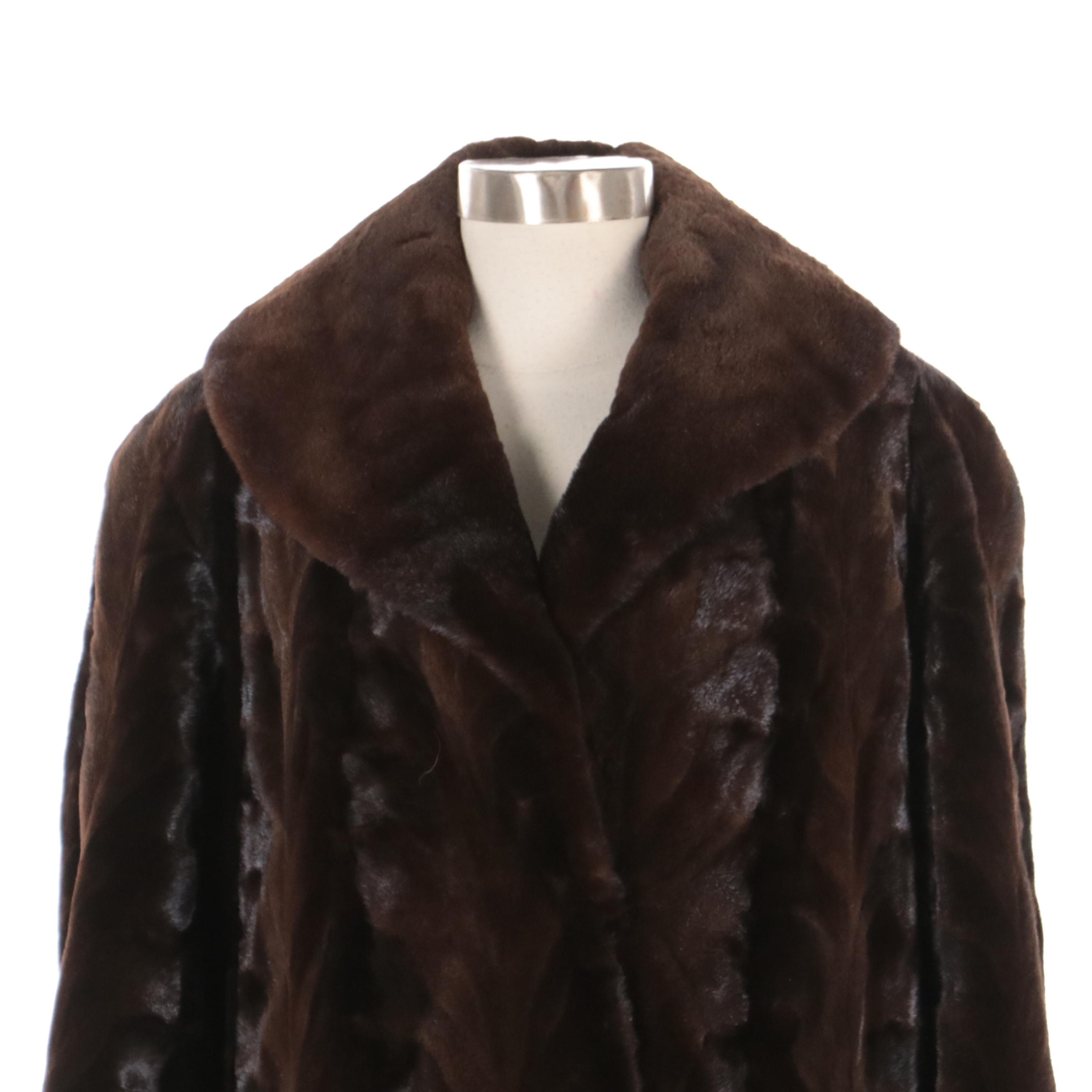 Sheared Mink Paw Fur Full-Length Coat