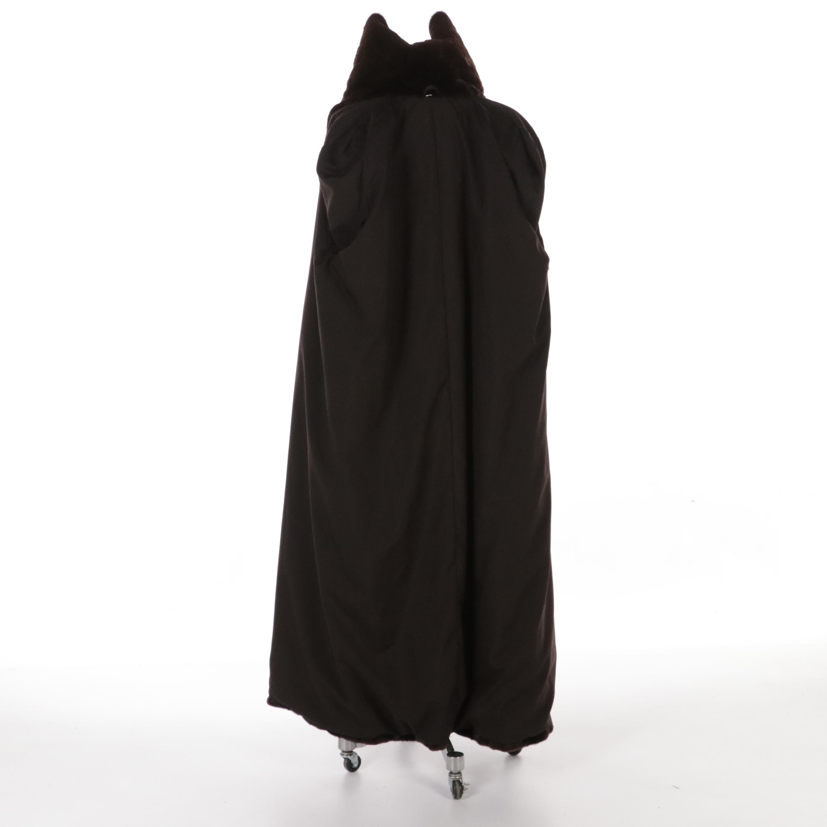 Sheared Mink Paw Fur Full-Length Coat