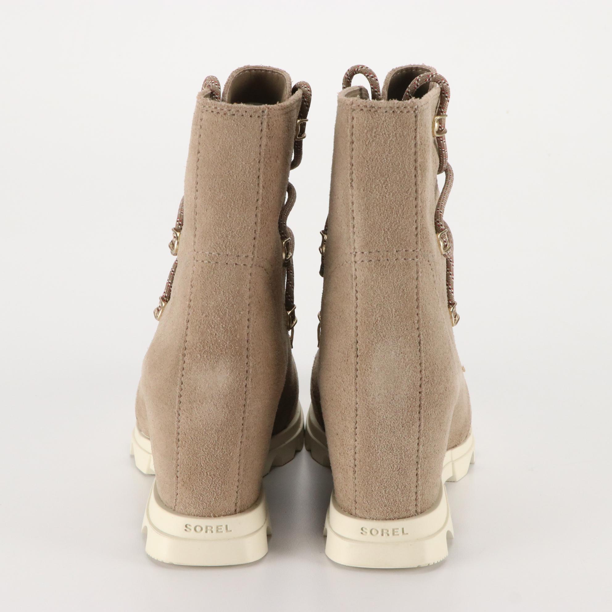 Sorel Joan of Arc Wedge III Lace-Up Booties in Waterproofed Suede, New in Box