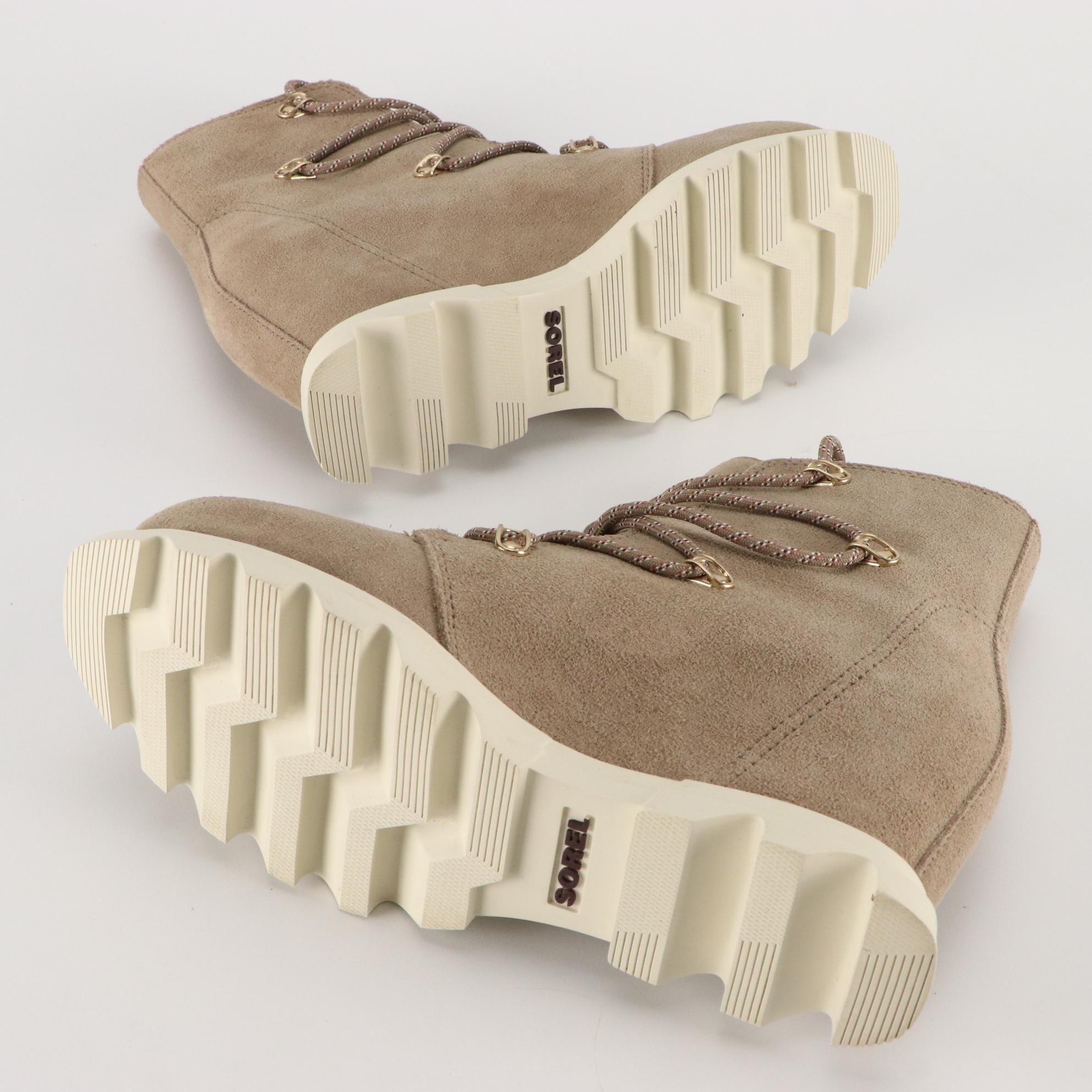 Sorel Joan of Arc Wedge III Lace-Up Booties in Waterproofed Suede, New in Box