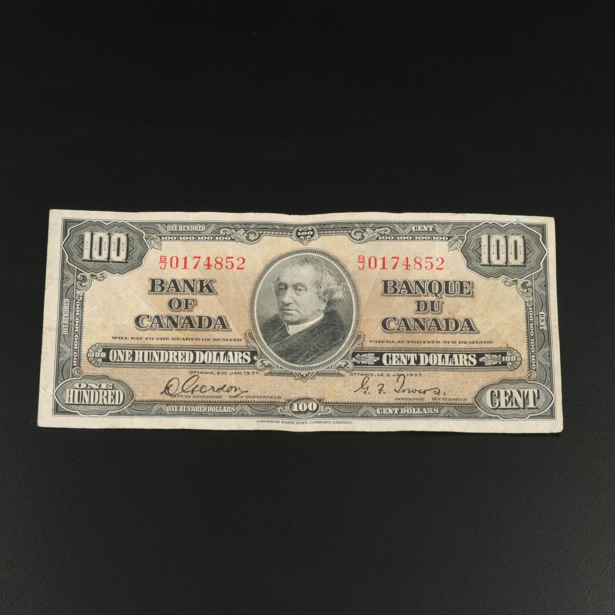 Canada 1937 One Hundred Dollar Note