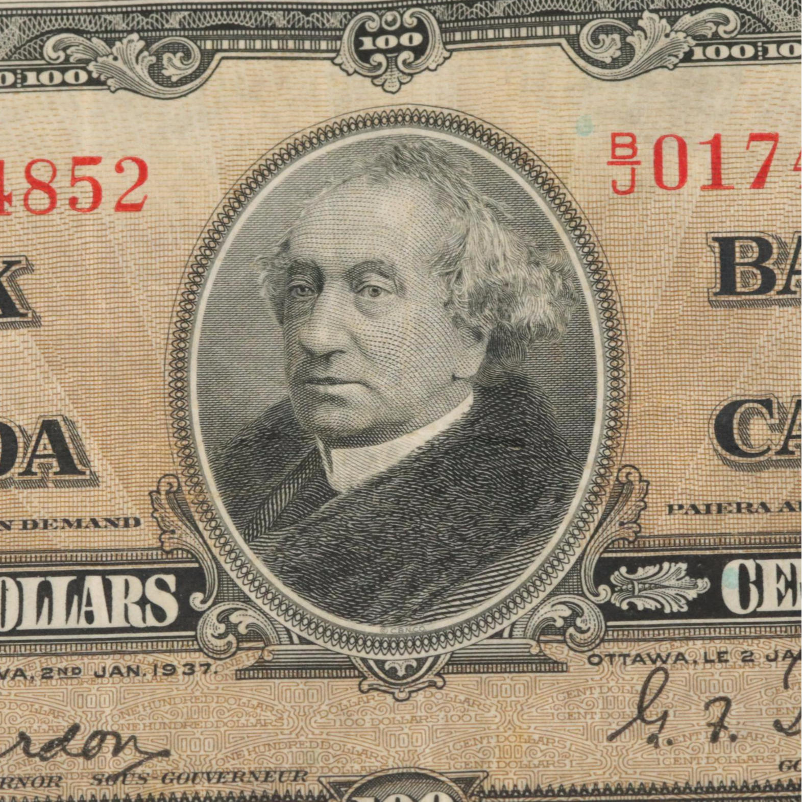 Canada 1937 One Hundred Dollar Note