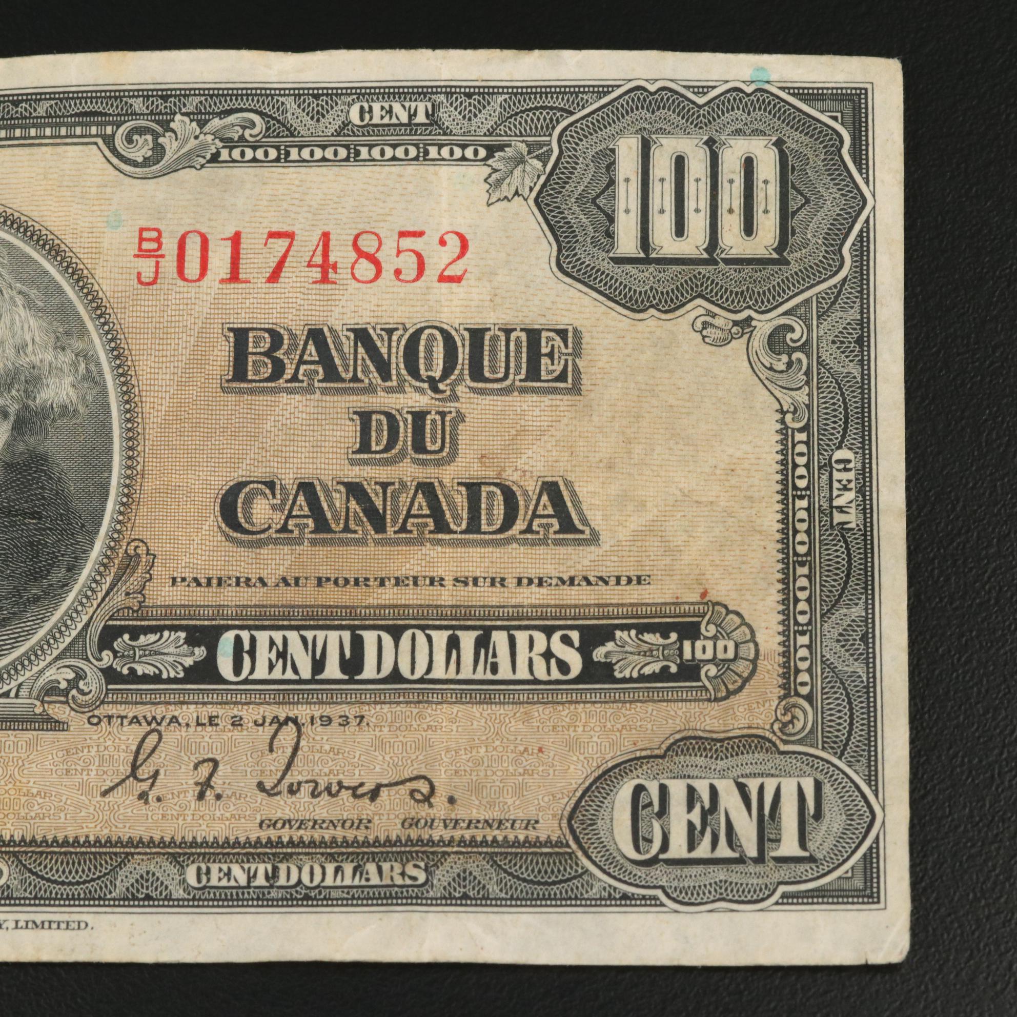 Canada 1937 One Hundred Dollar Note