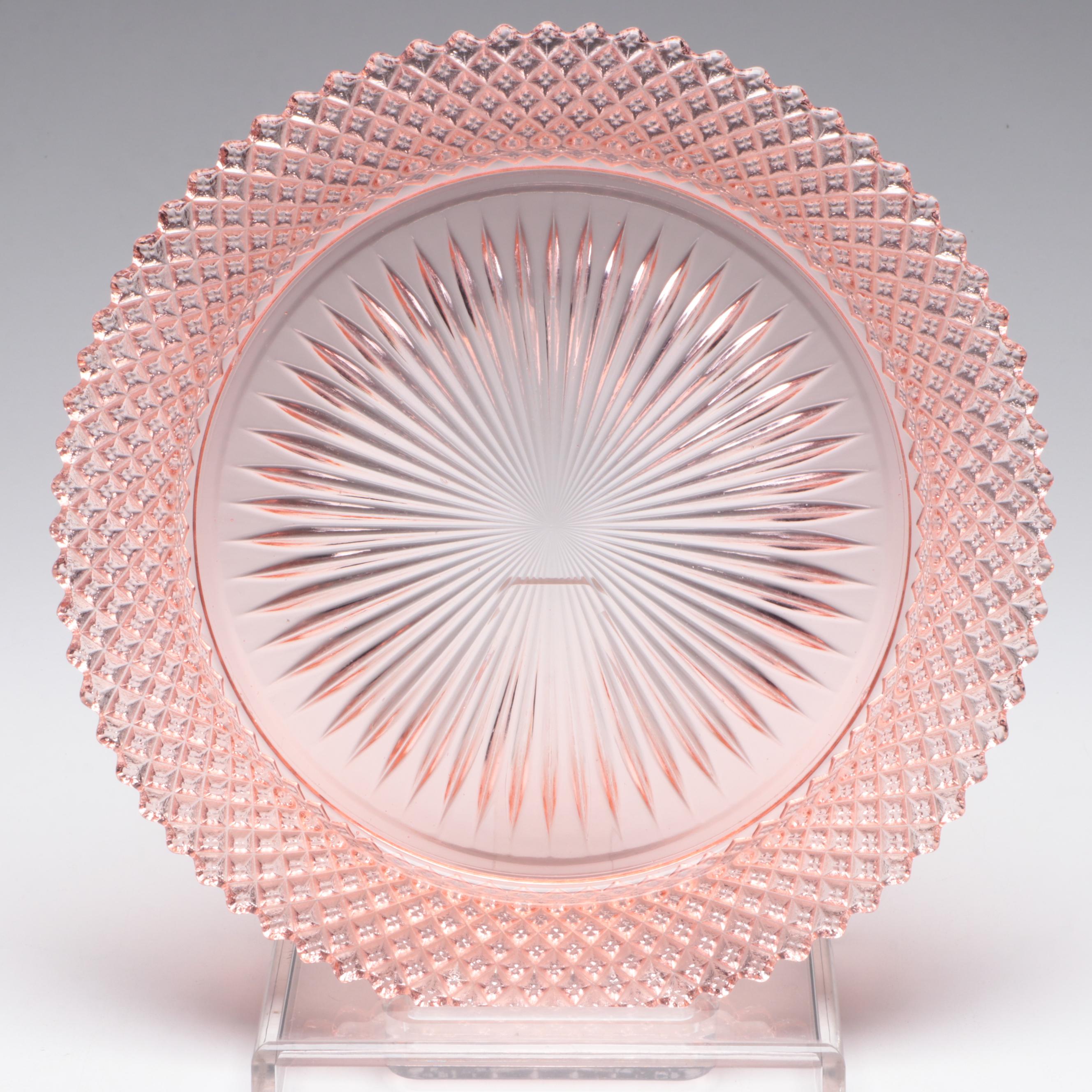 Pink Glass Handled Platter, Floral Patterned Vase, and More