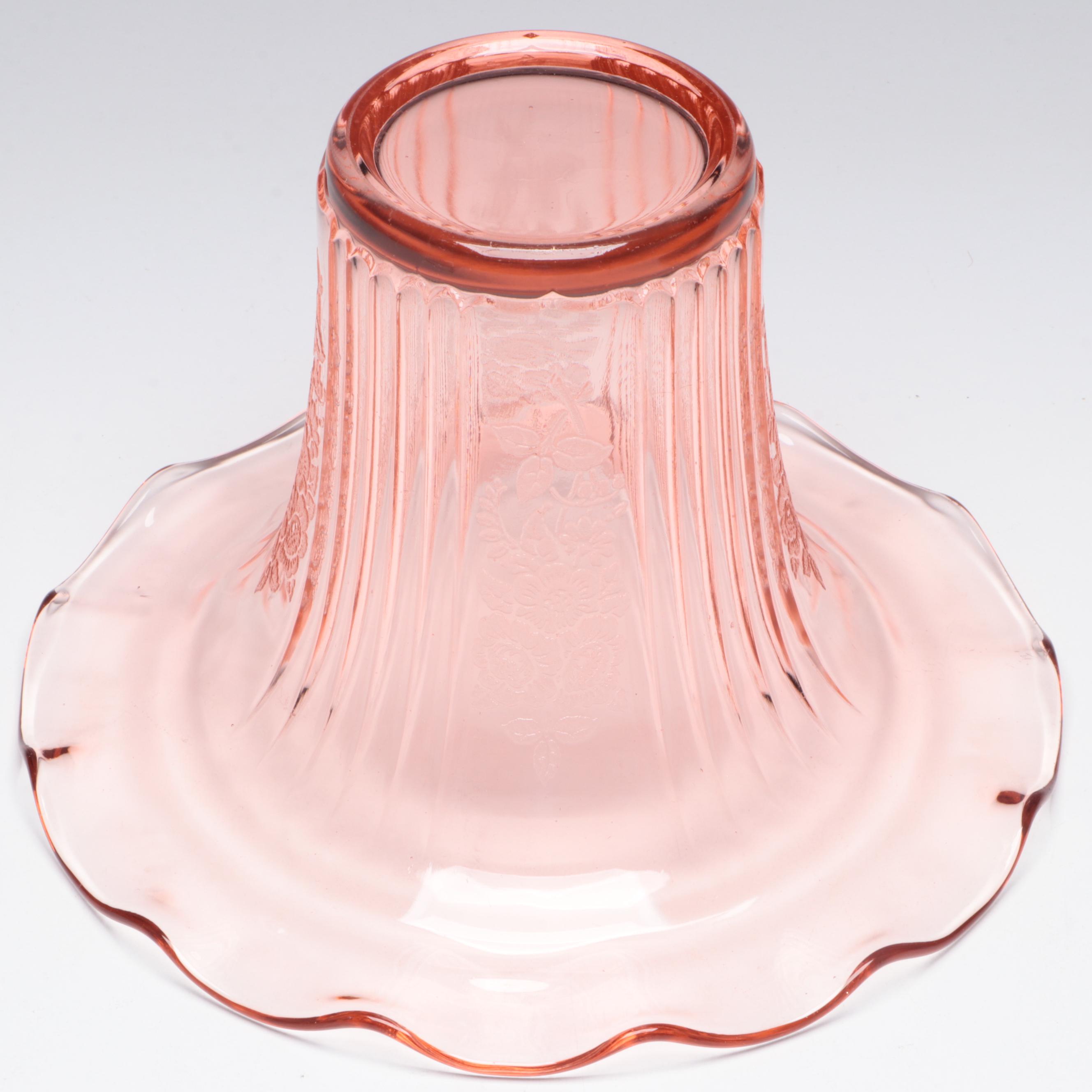 Pink Glass Handled Platter, Floral Patterned Vase, and More