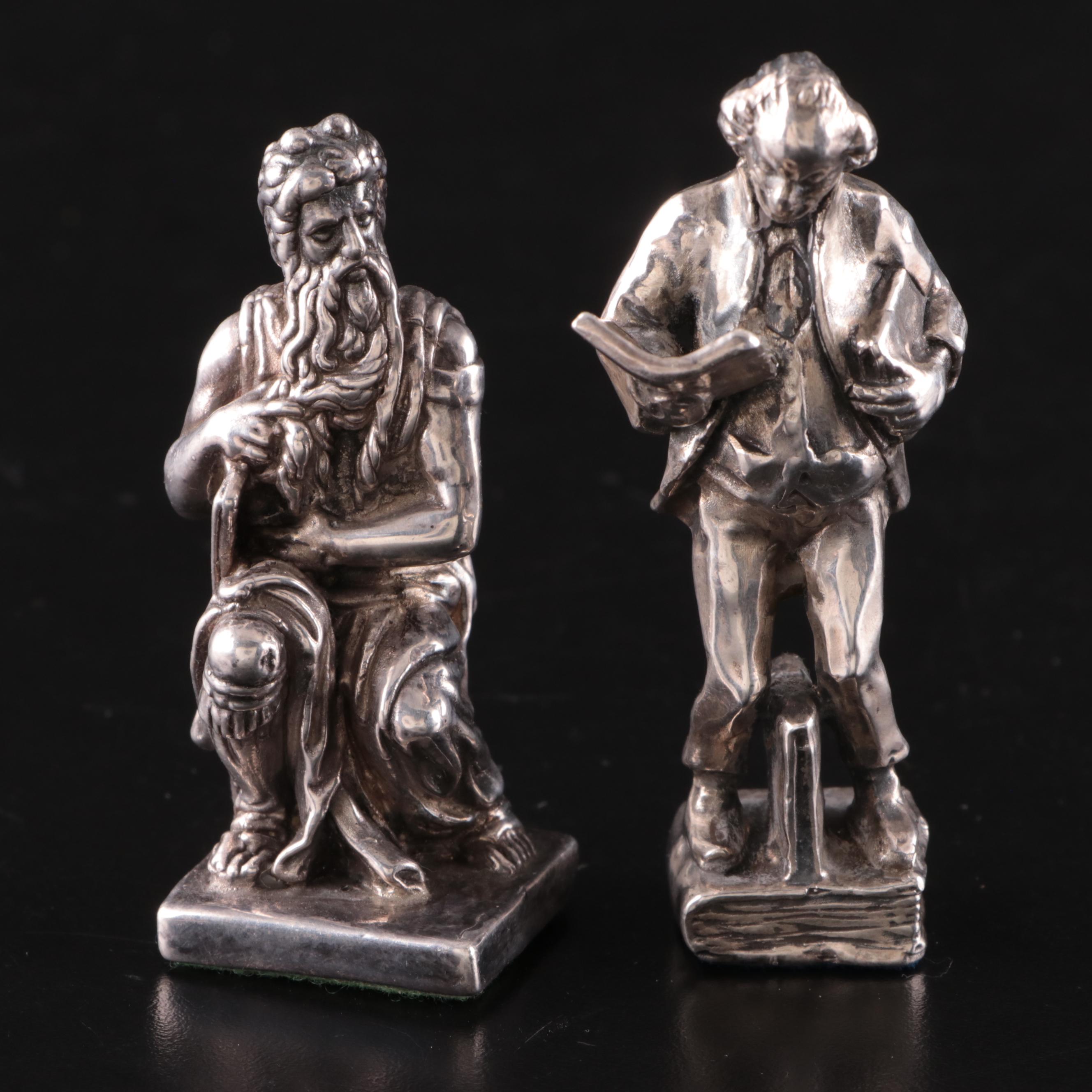 Israeli Sterling Figure of Moses with Sterling Silver Figure Holding Books