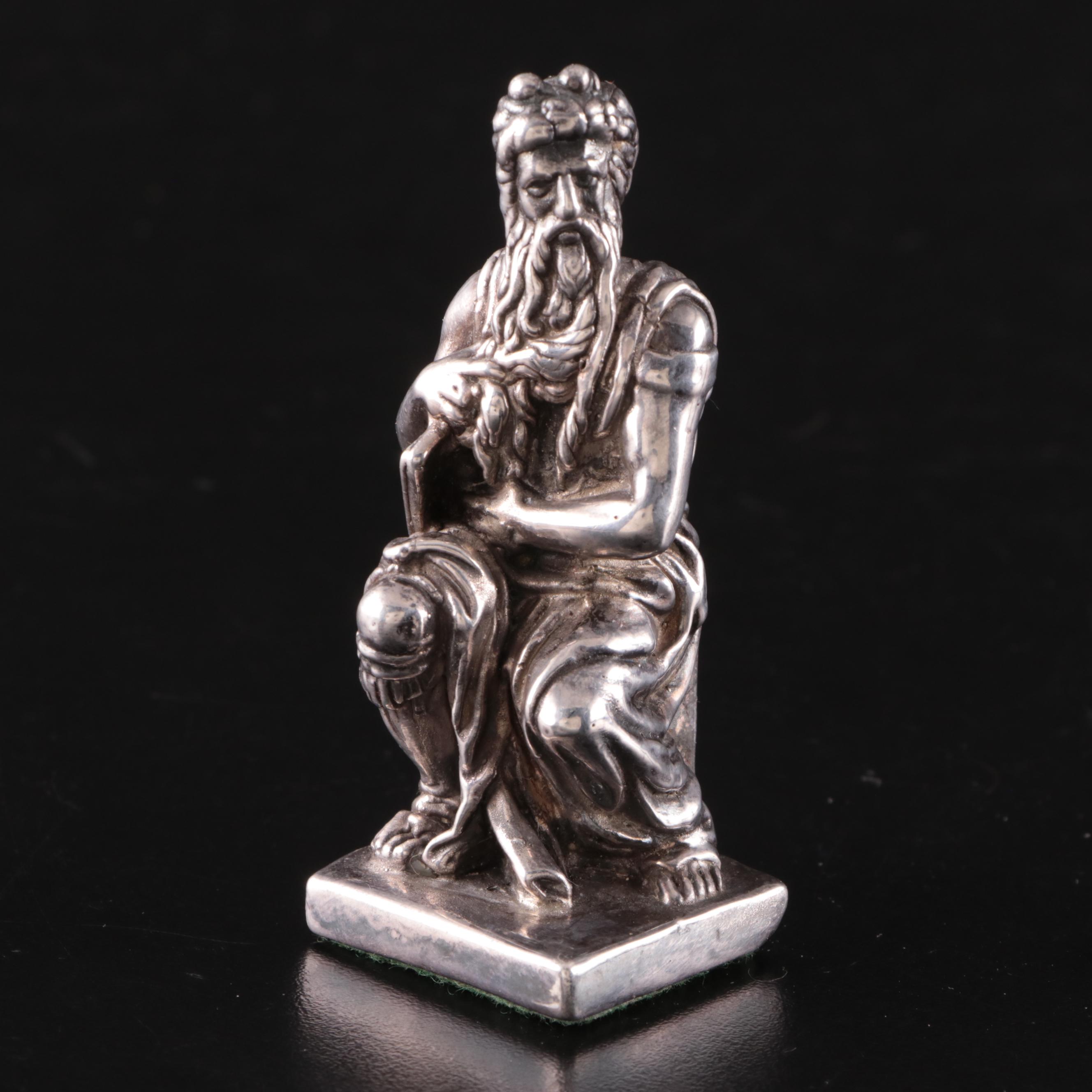 Israeli Sterling Figure of Moses with Sterling Silver Figure Holding Books