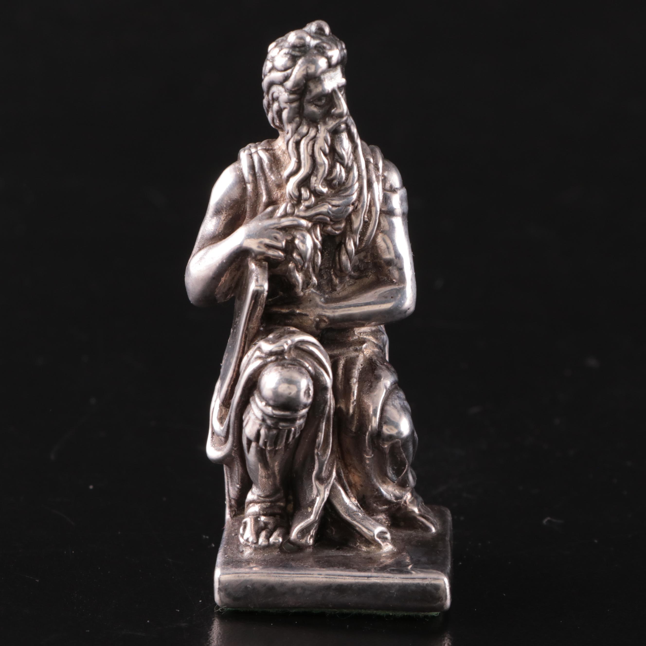 Israeli Sterling Figure of Moses with Sterling Silver Figure Holding Books