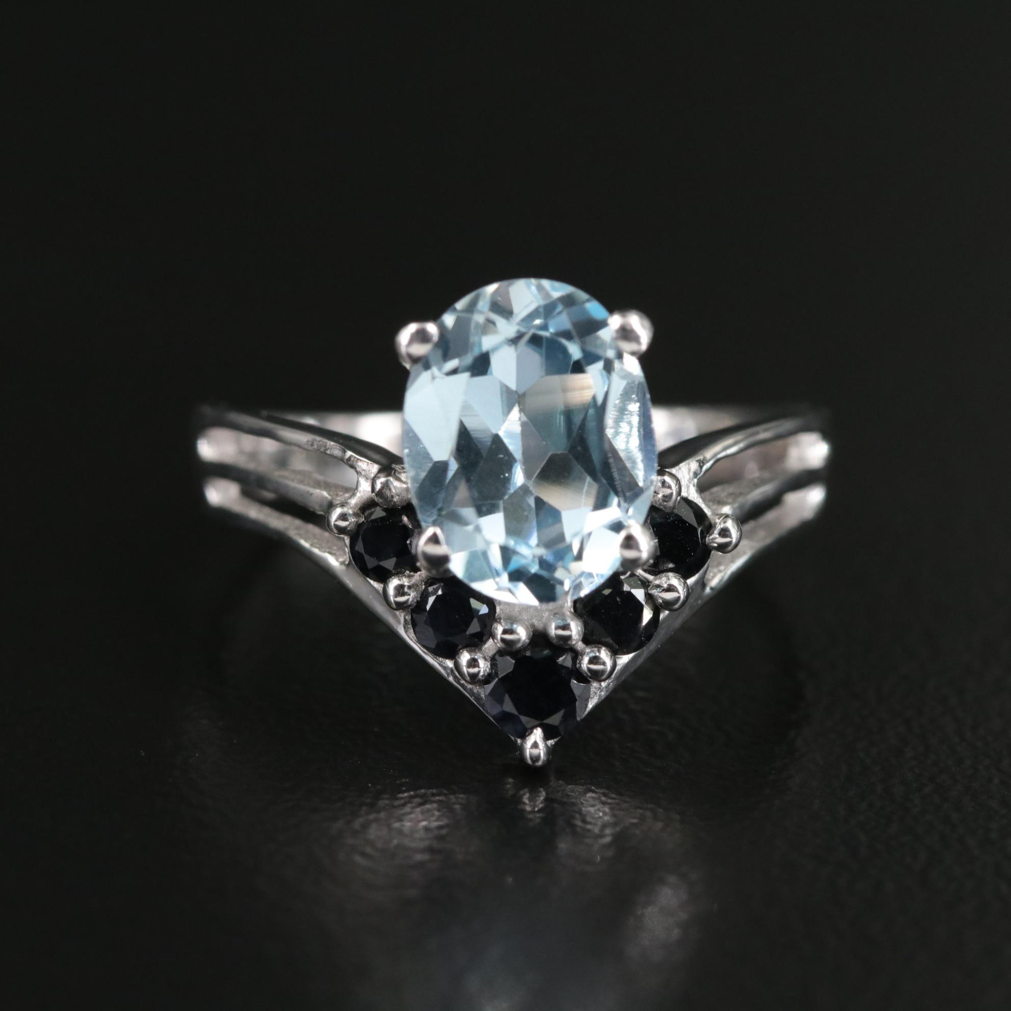 Sterling Blue Topaz and Sapphire Ring