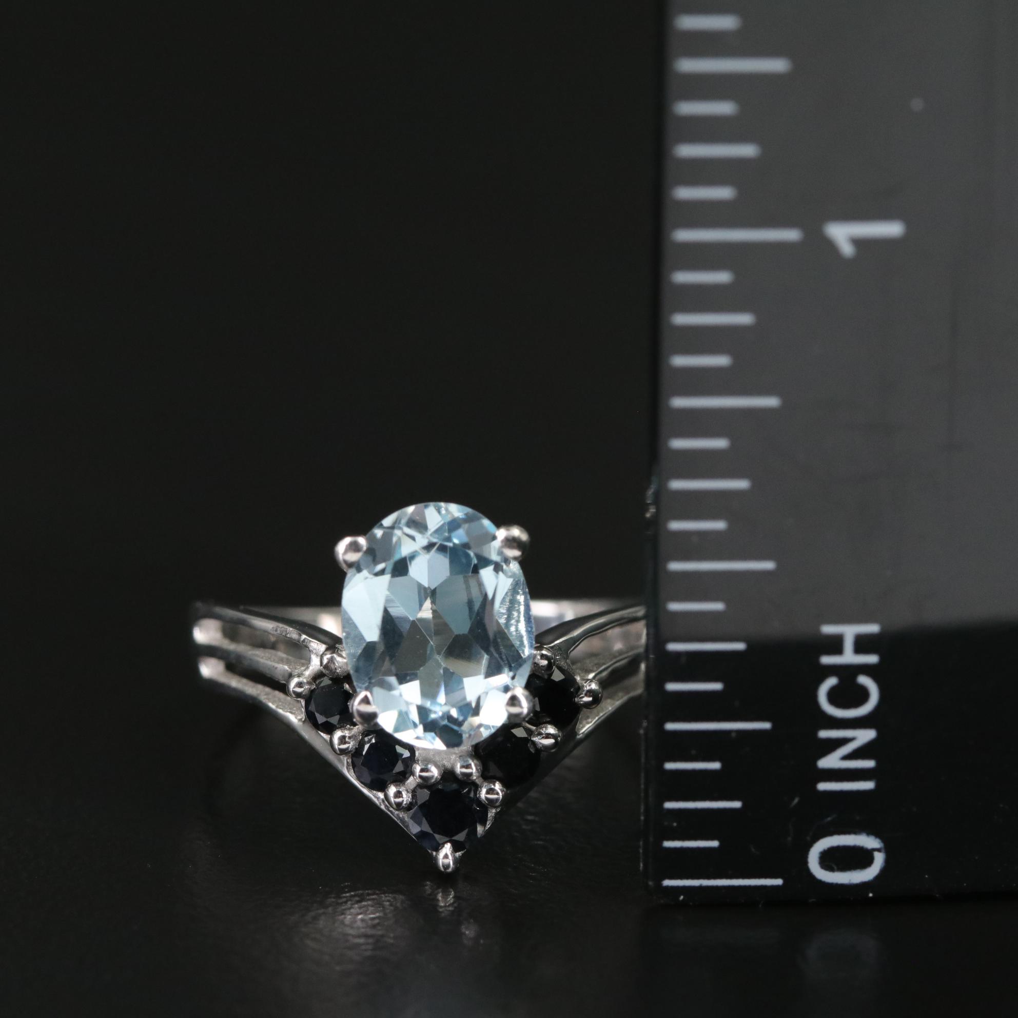 Sterling Blue Topaz and Sapphire Ring