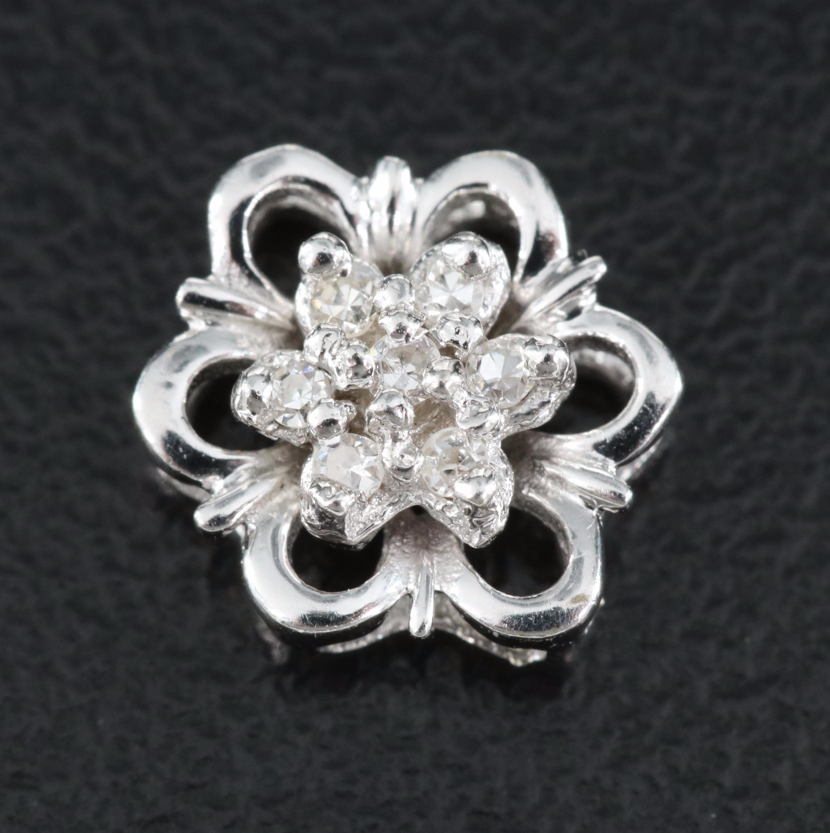 14K 0.07 CTW Diamond Floral Slide Pendant