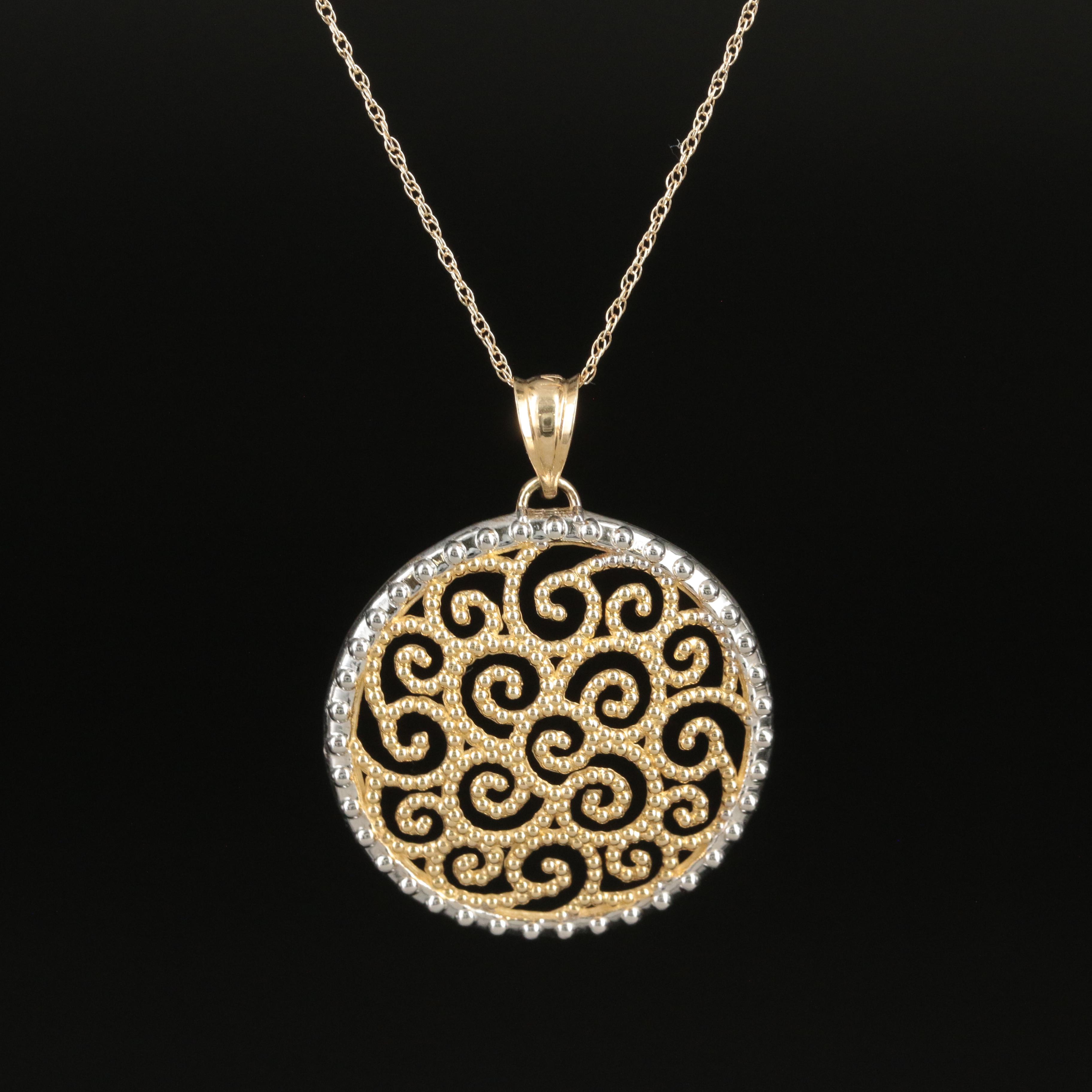 14K Scroll Work Necklace