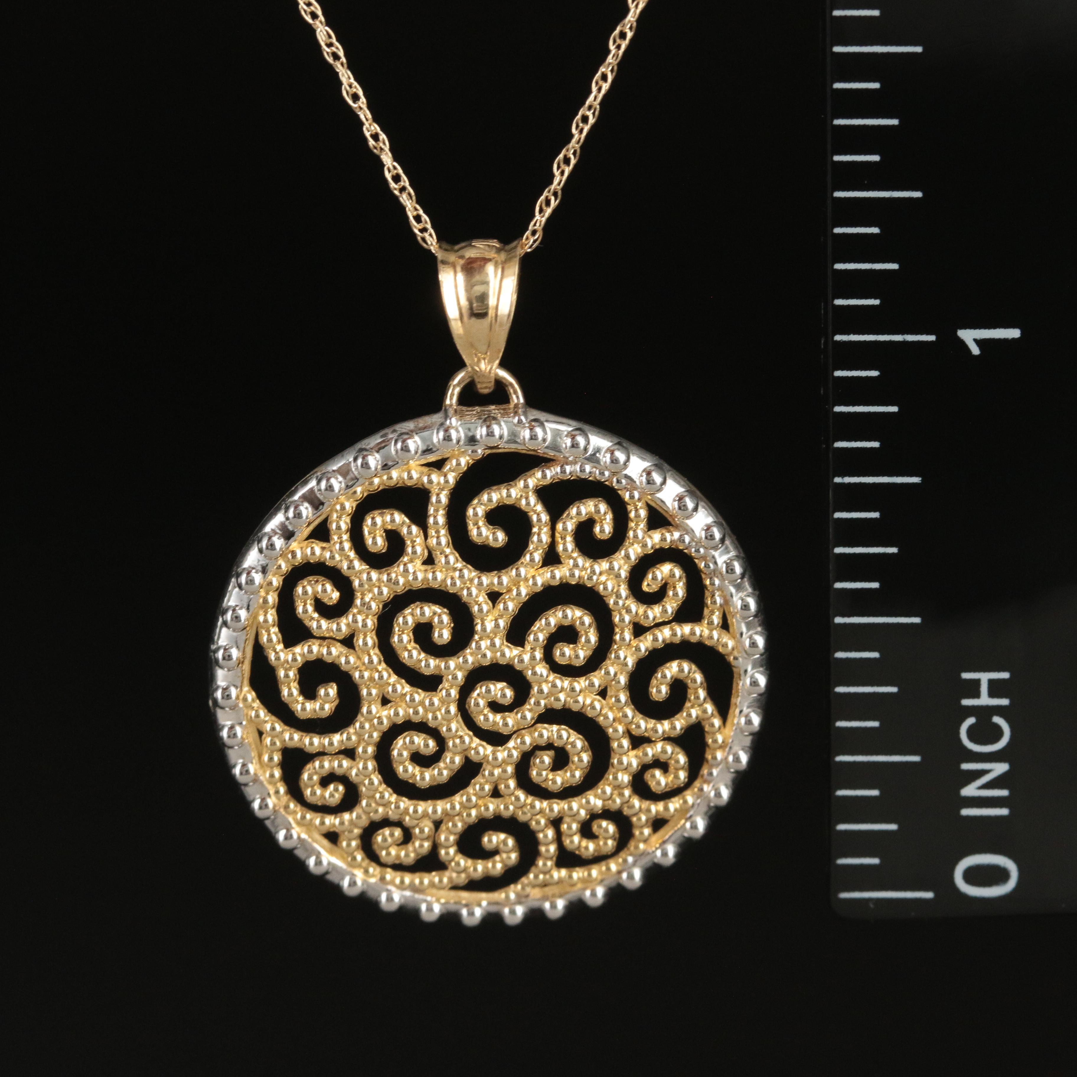 14K Scroll Work Necklace