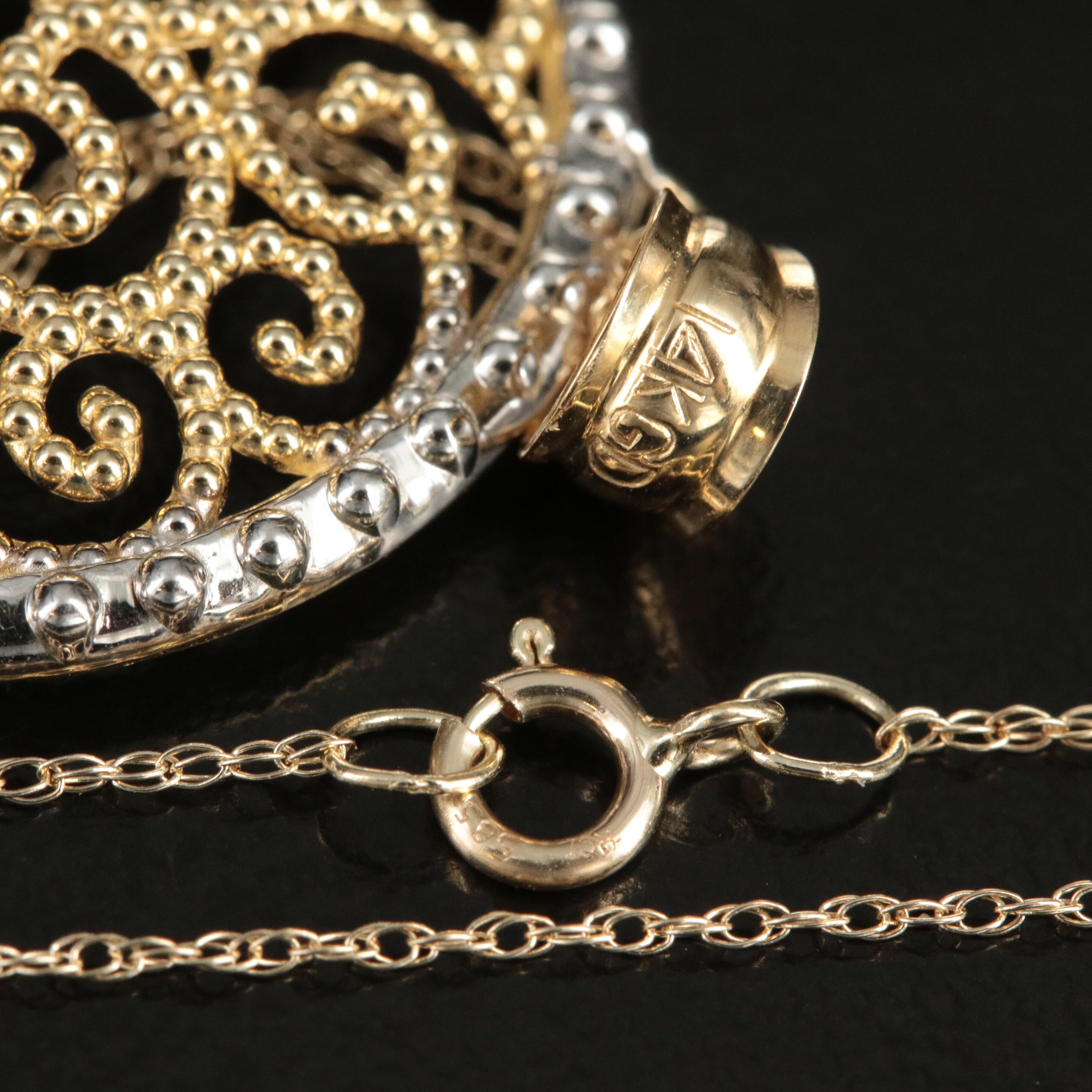 14K Scroll Work Necklace