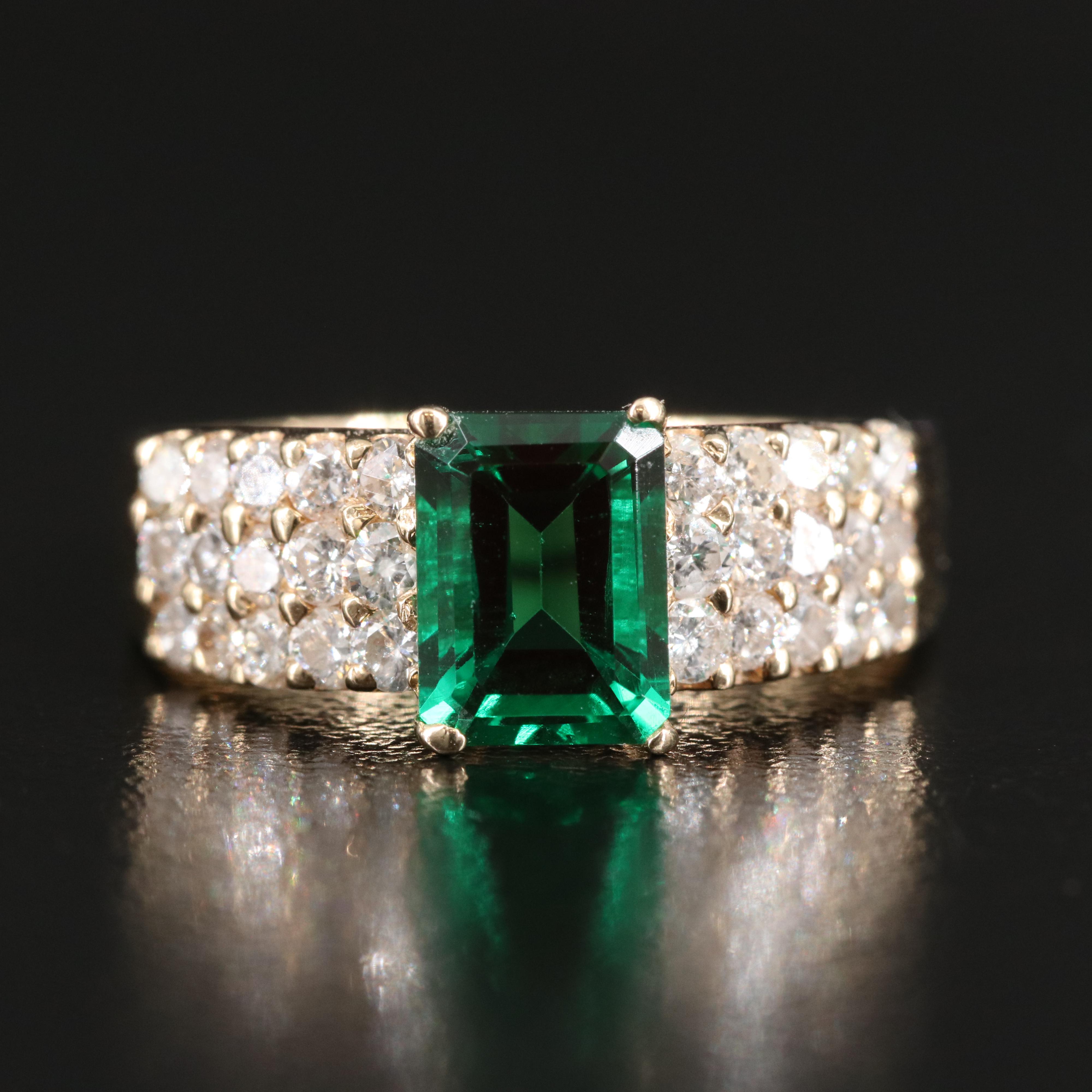 14K Emerald and Diamond Ring