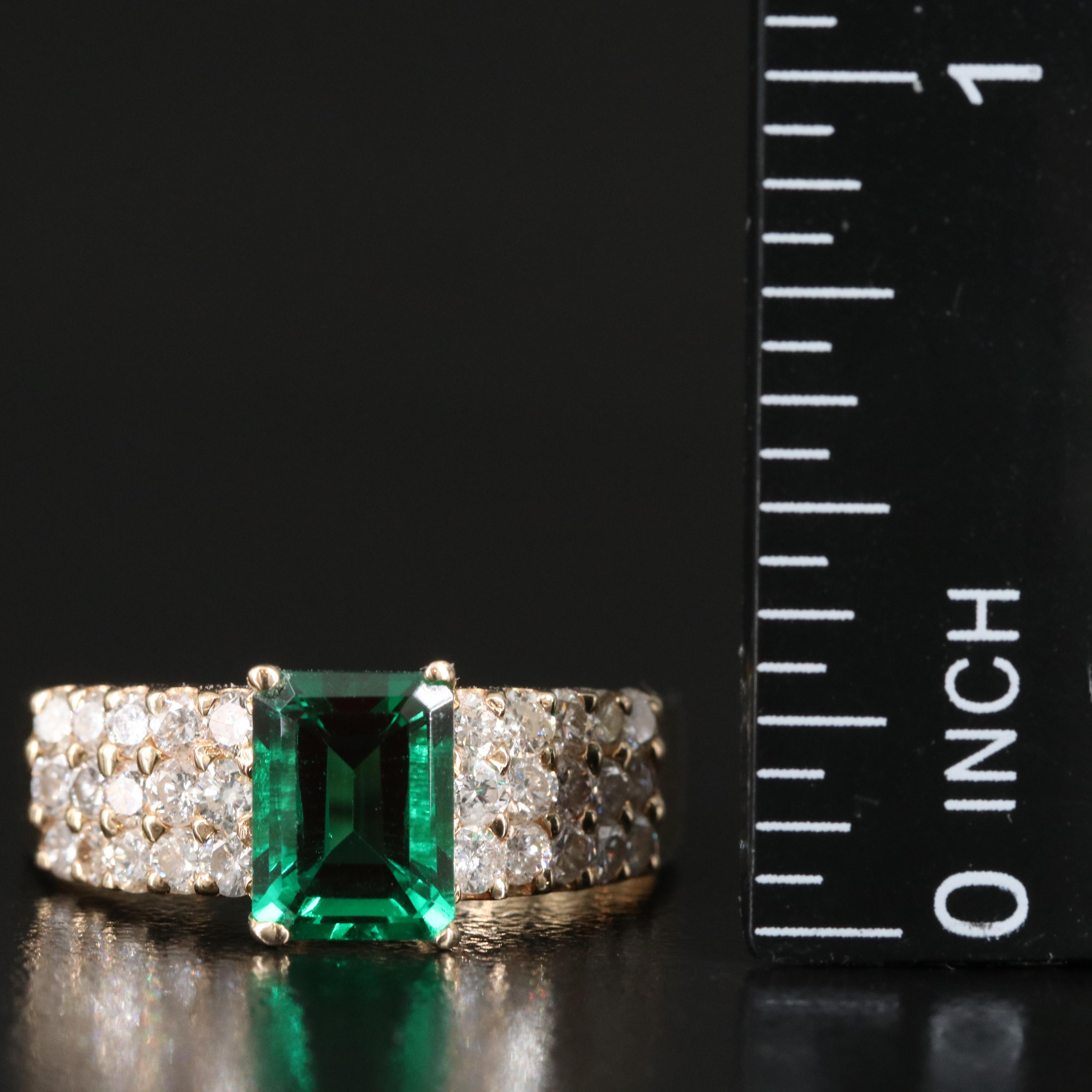 14K Emerald and Diamond Ring