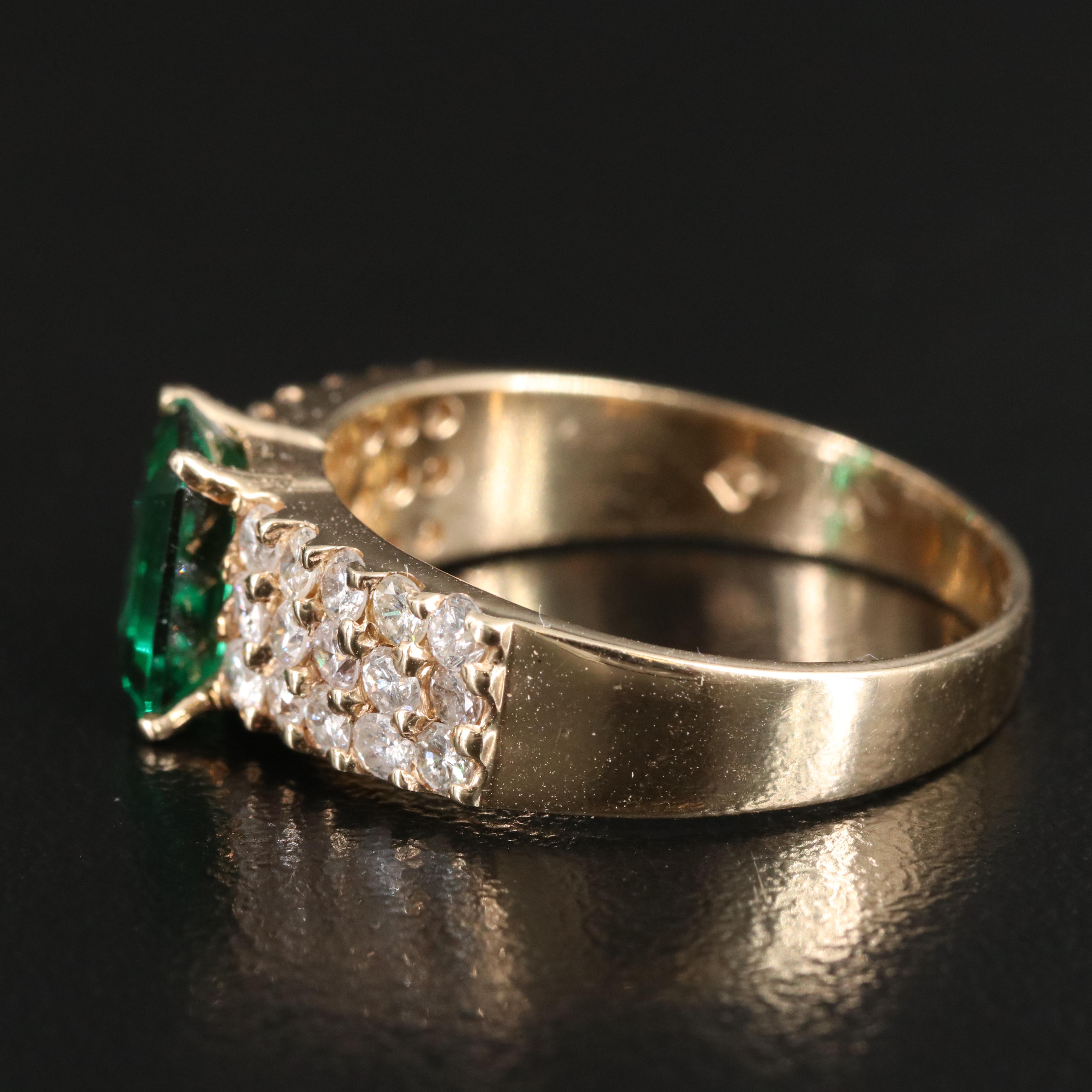 14K Emerald and Diamond Ring
