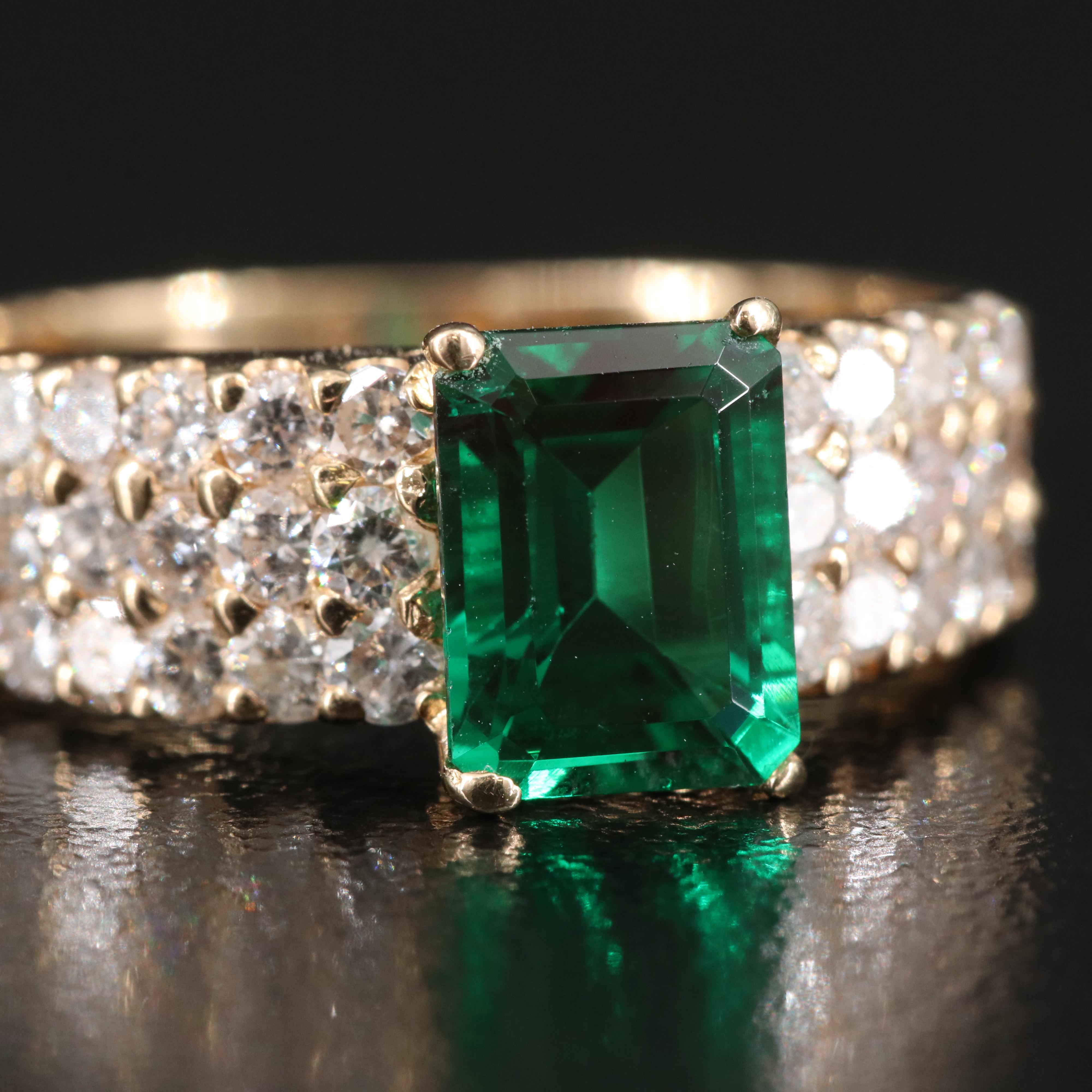 14K Emerald and Diamond Ring