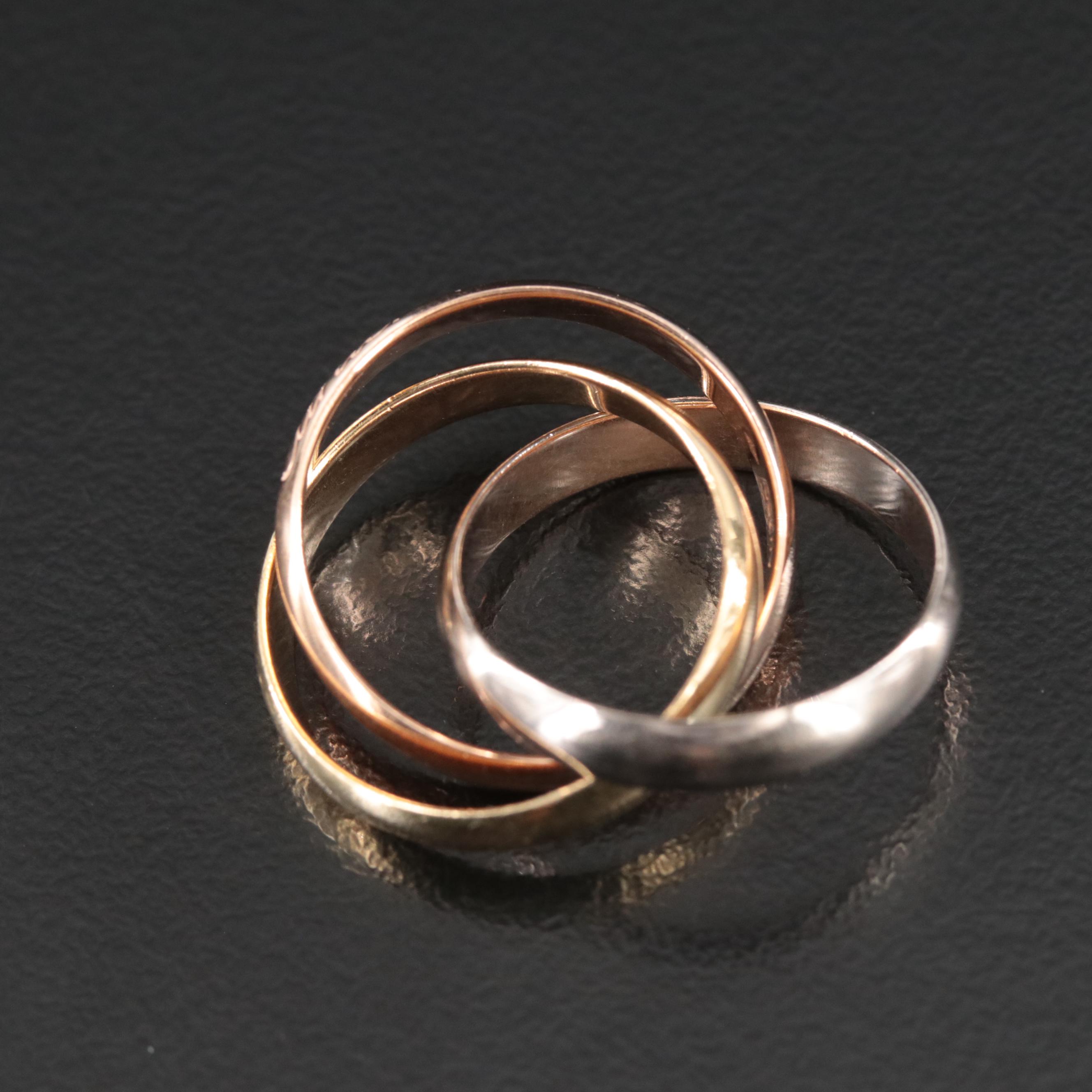 Cartier "Trinity" 18K Tri-Color Gold Ring