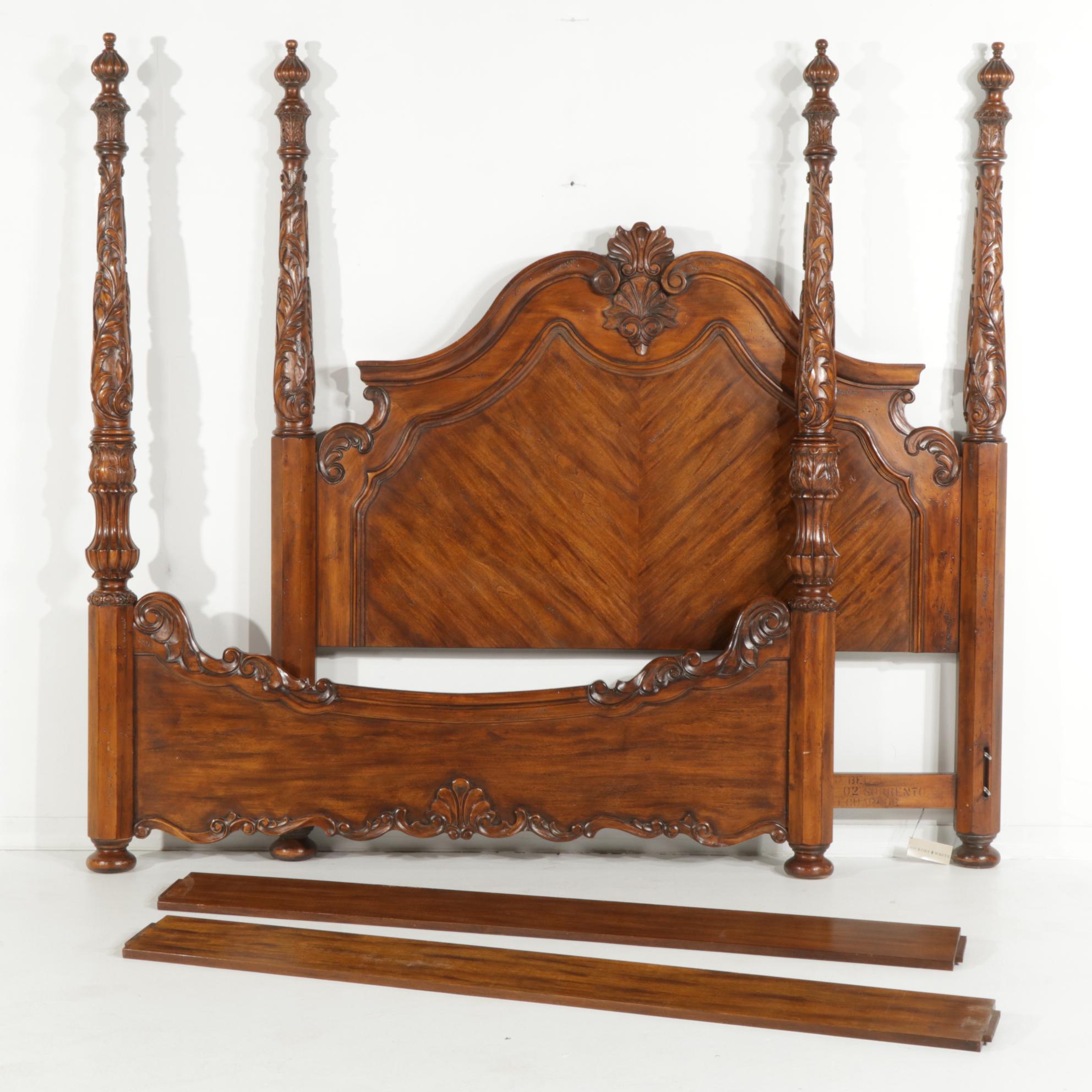 Hickory White Victorian Style Wooden Four Poster Bed