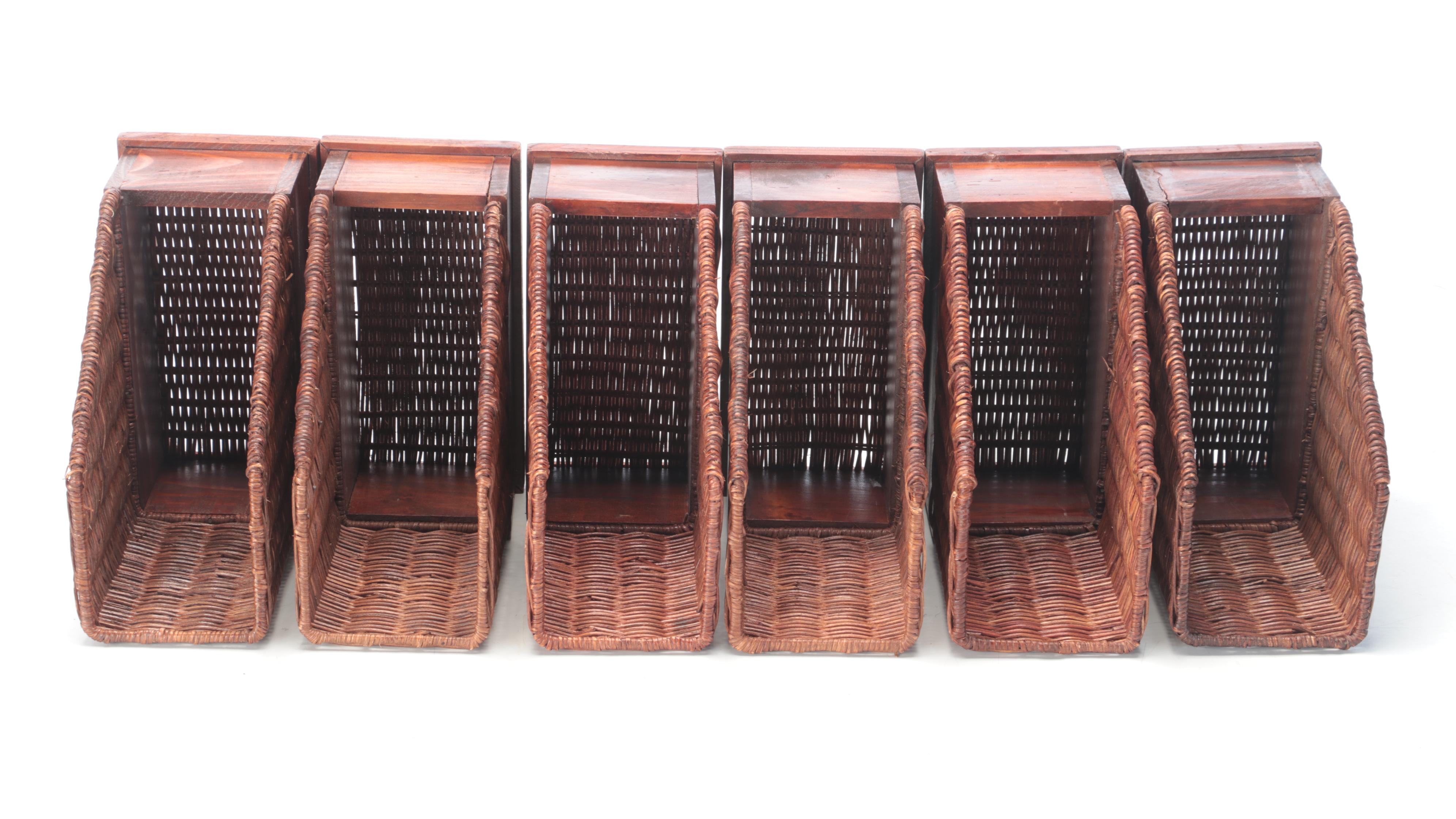 Wooden and Woven Basket File Holders
