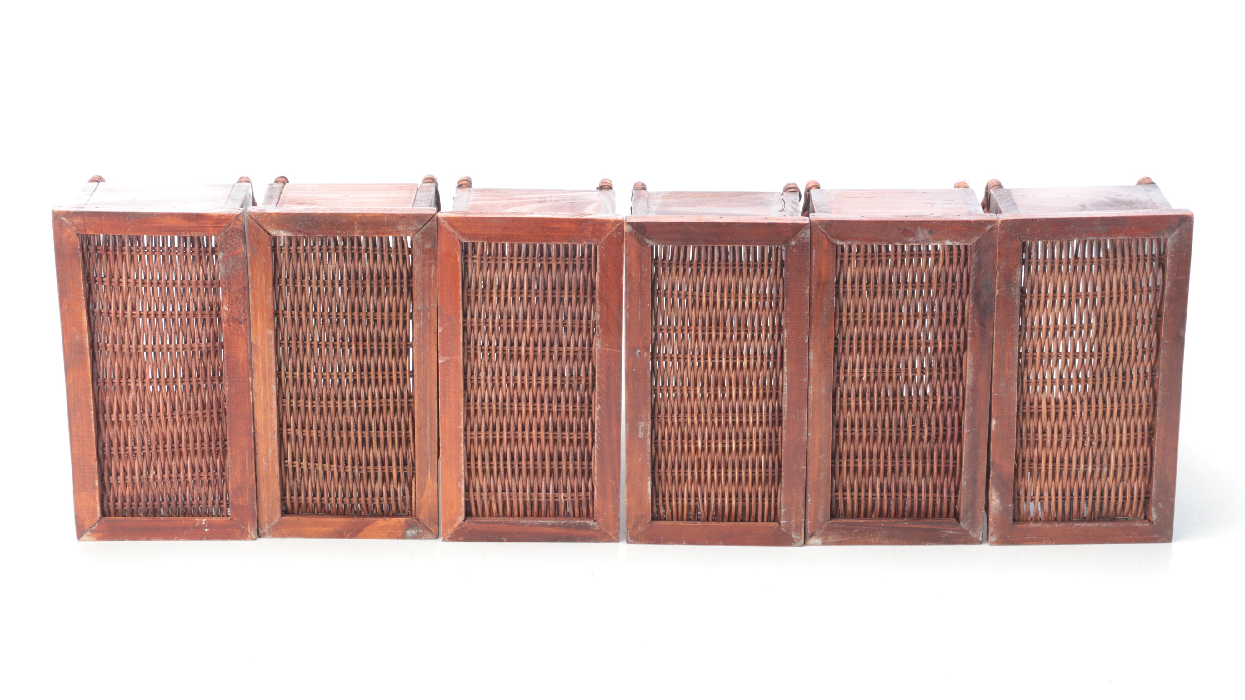 Wooden and Woven Basket File Holders