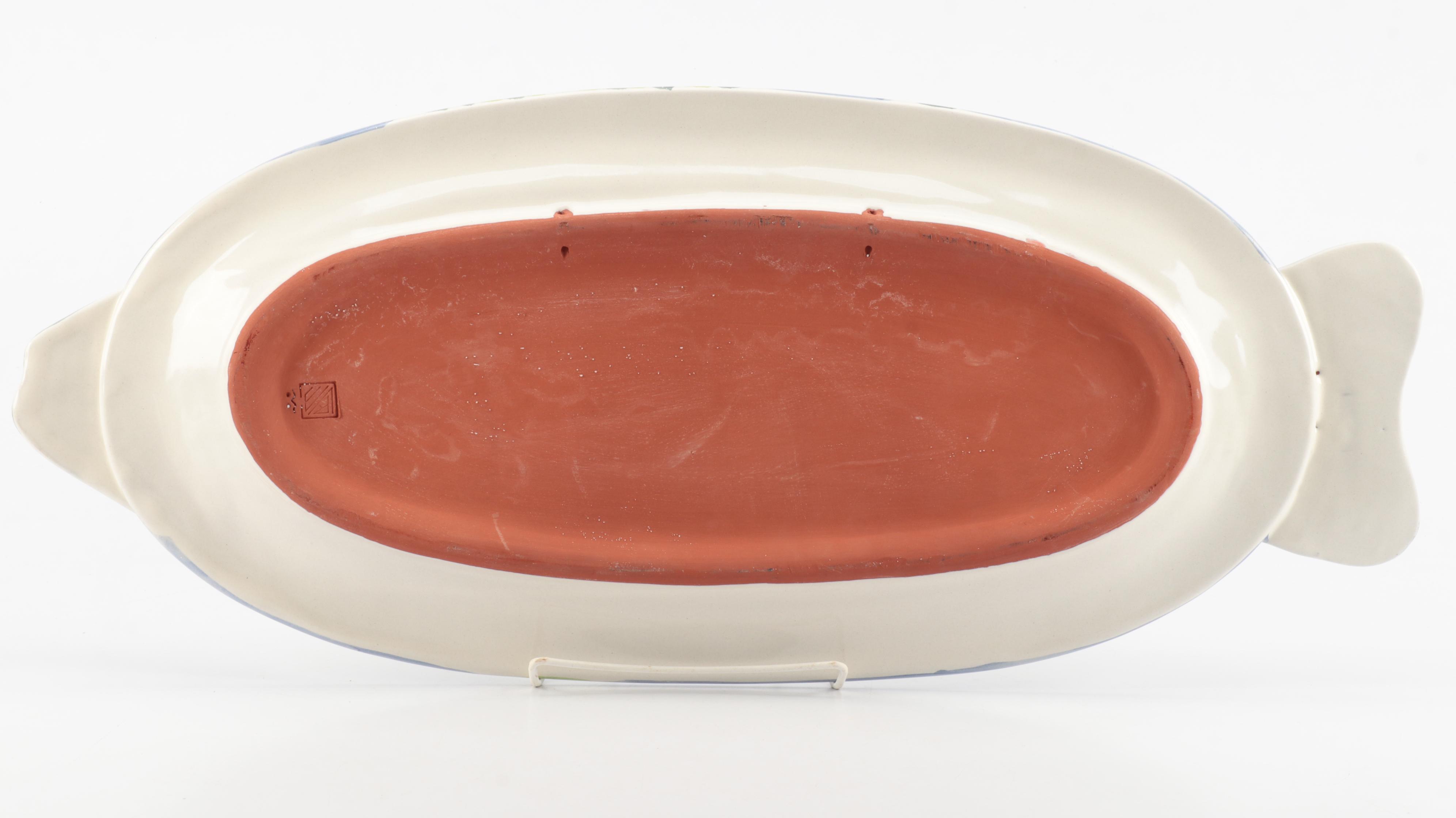 MacKenzie-Childs Hand-Painted Terracotta "Fish Story" Platters and Dishes