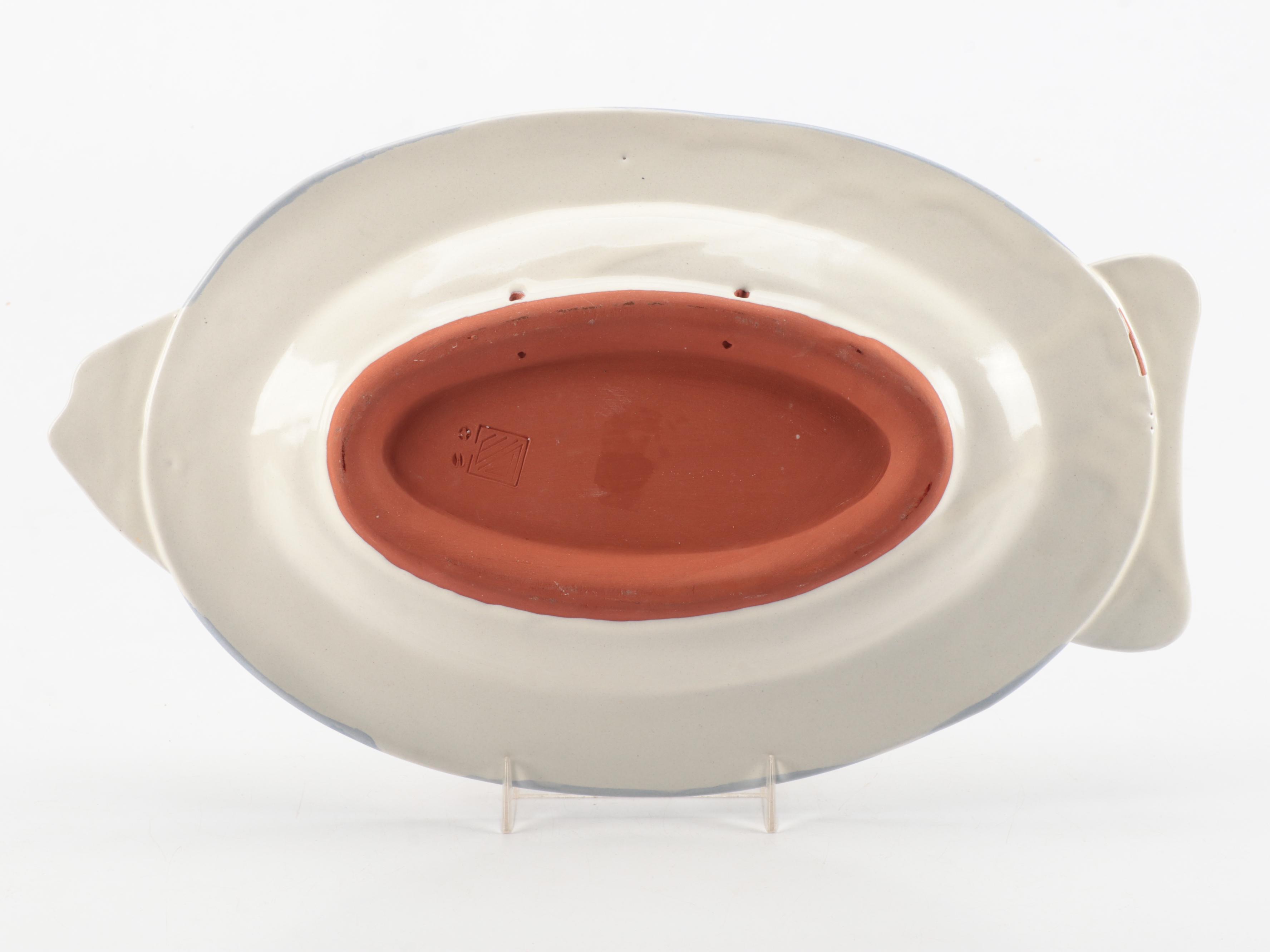 MacKenzie-Childs Hand-Painted Terracotta "Fish Story" Platters and Dishes