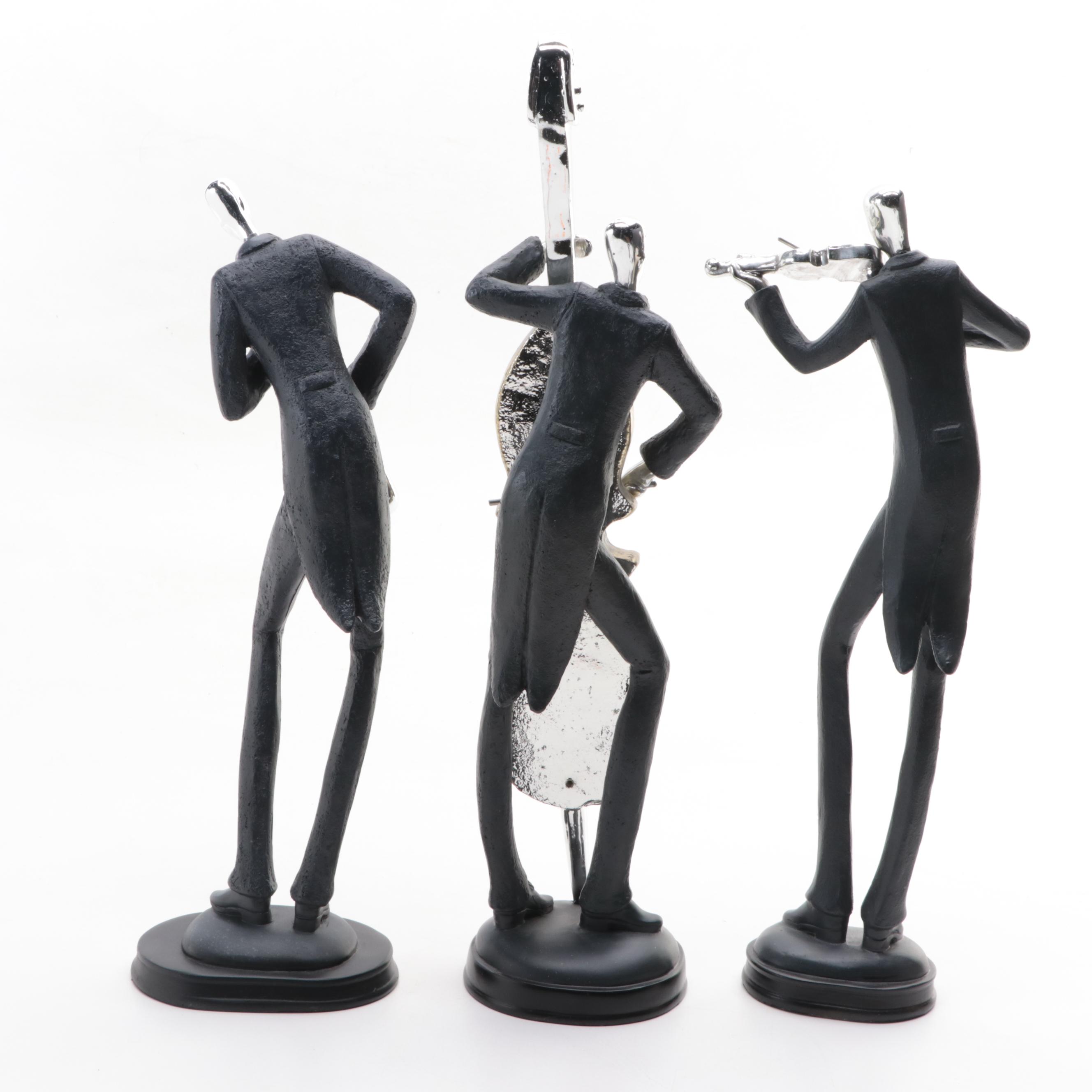 Black and Silvered Metal Jazz Trio Figurines