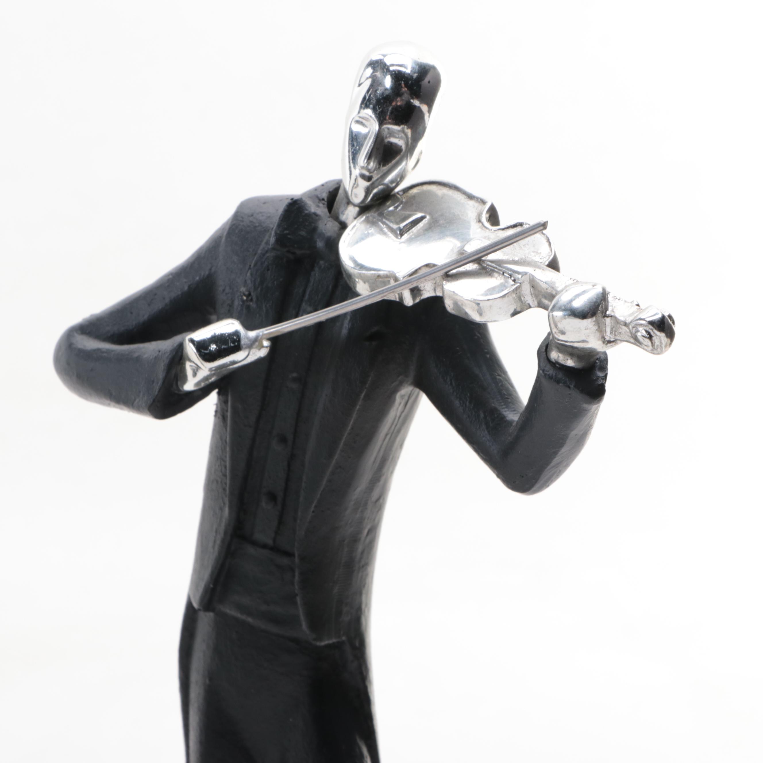 Black and Silvered Metal Jazz Trio Figurines