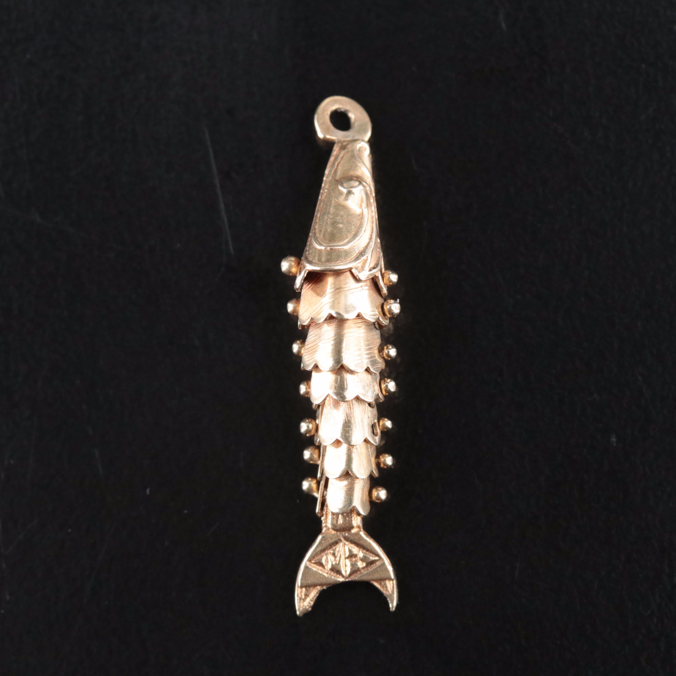 14K Articulated Fish Pendant