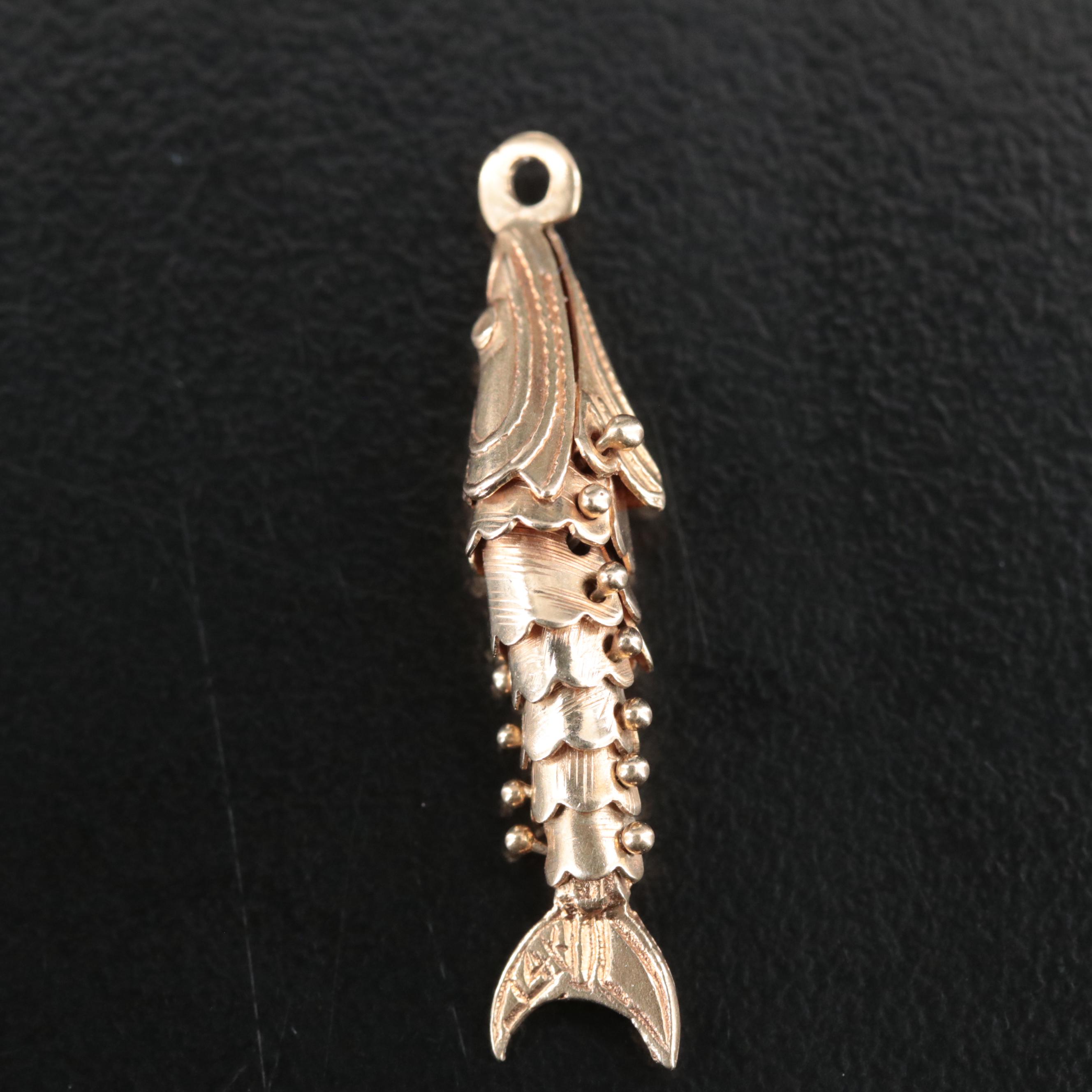 14K Articulated Fish Pendant