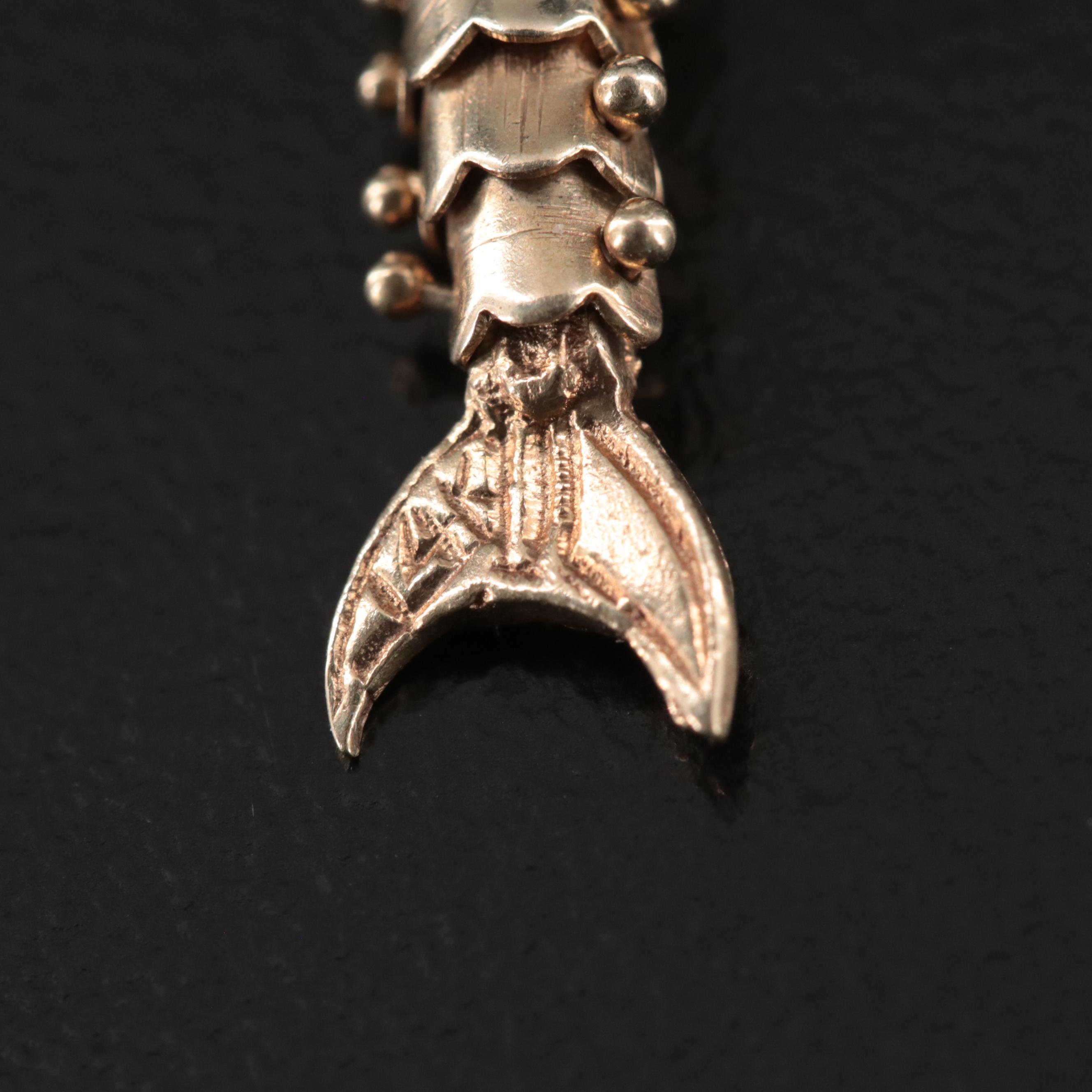 14K Articulated Fish Pendant