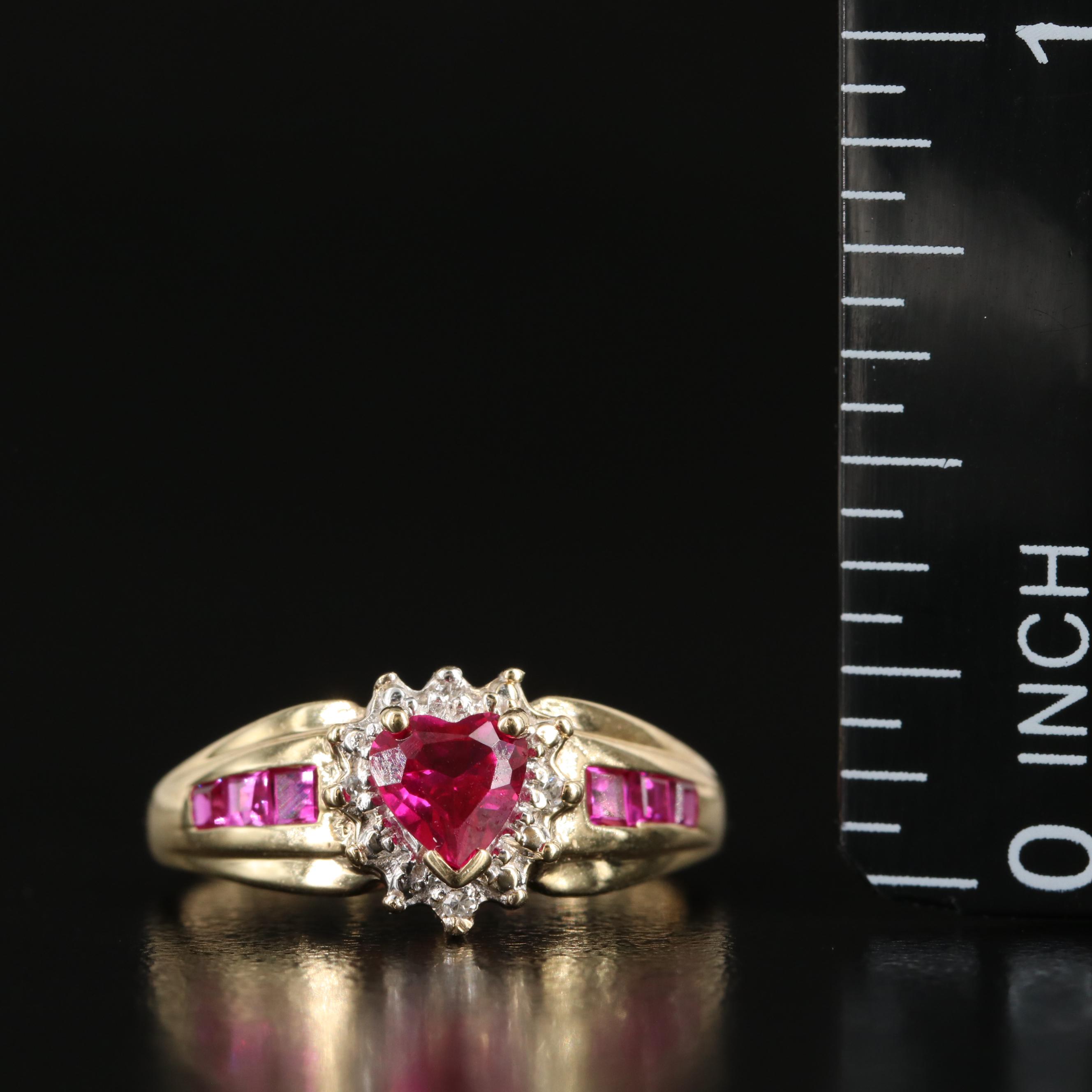 10K Ruby and Diamond Heart Ring