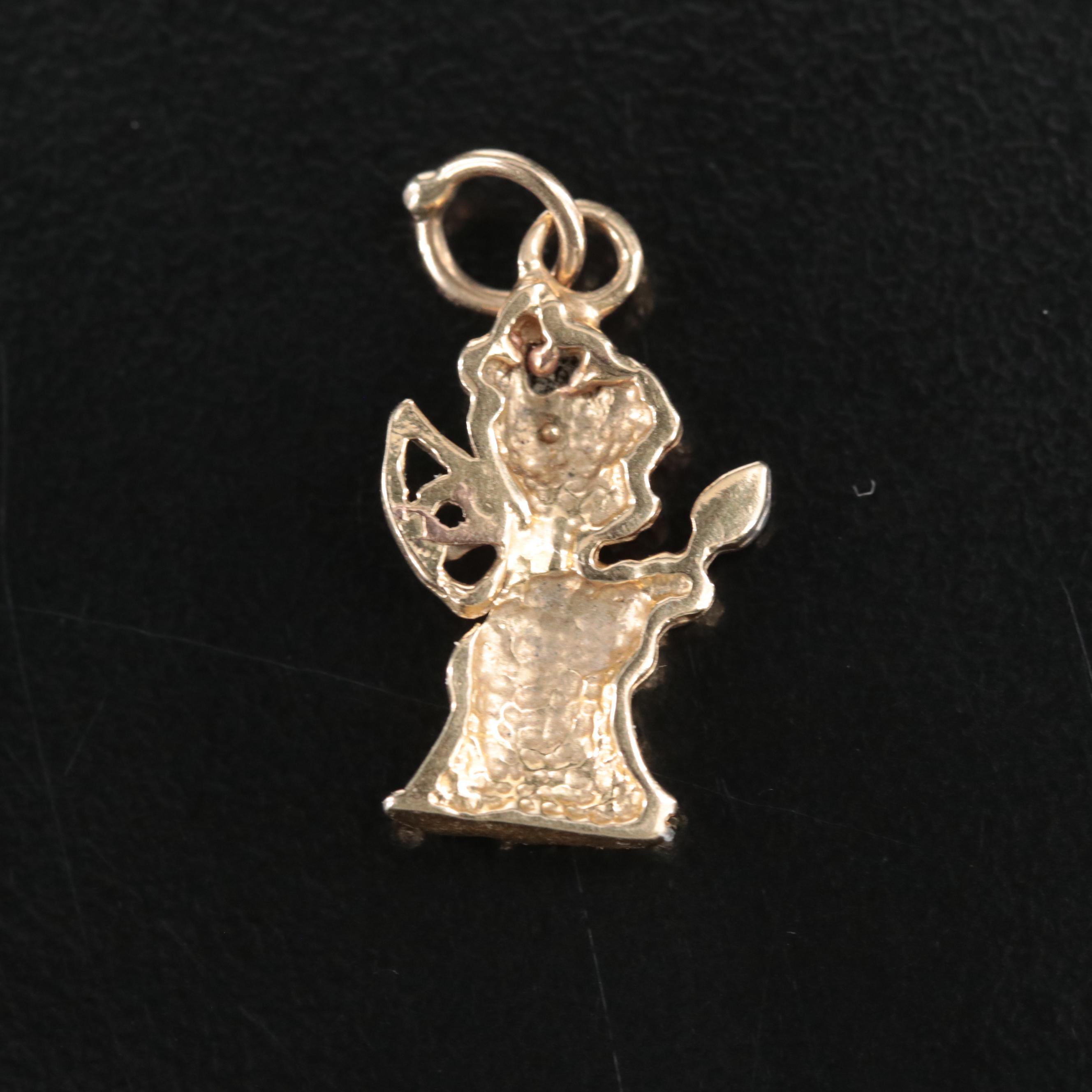 14K Angel Charm with Rose Gold Accent