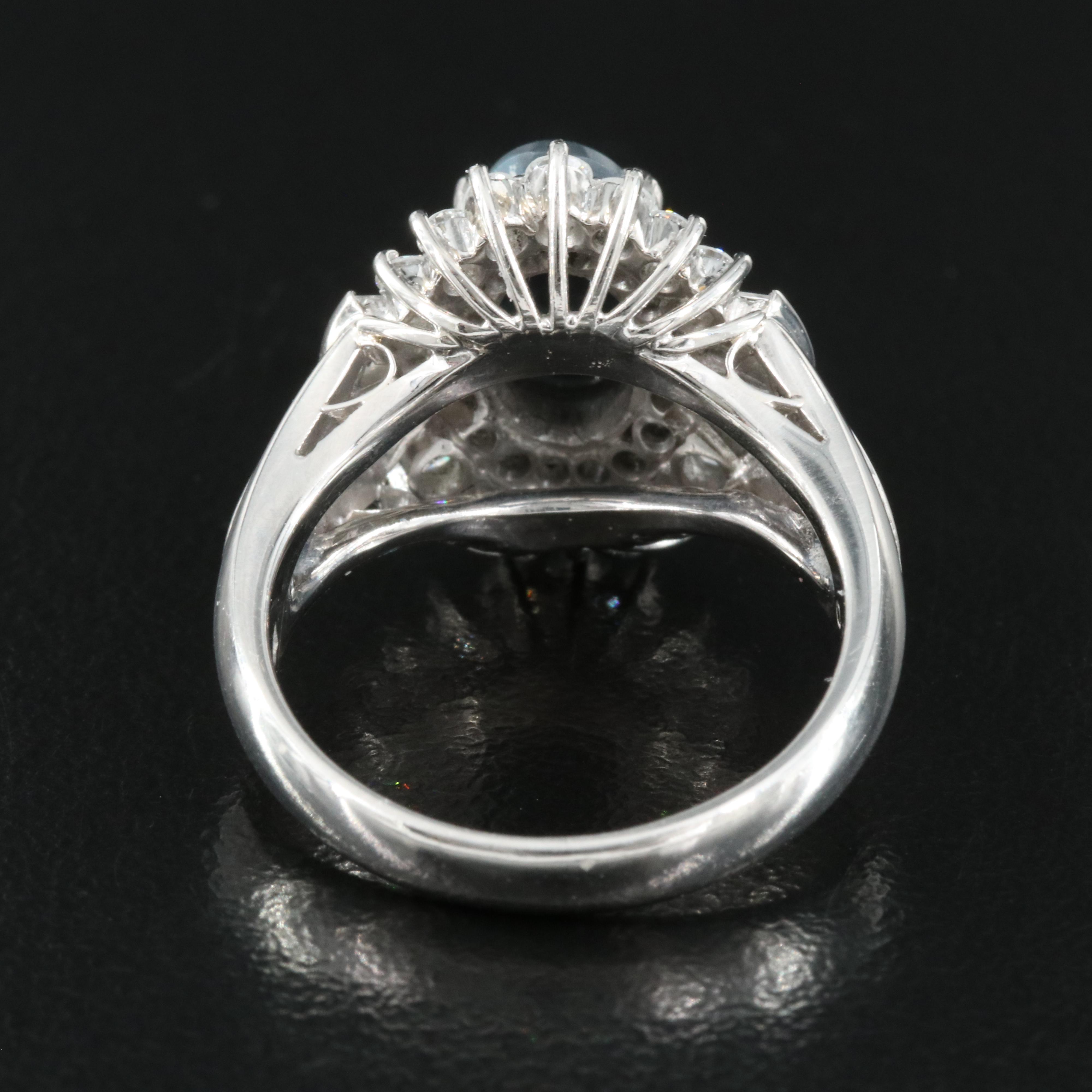 Platinum Black Opal and Diamond Ring