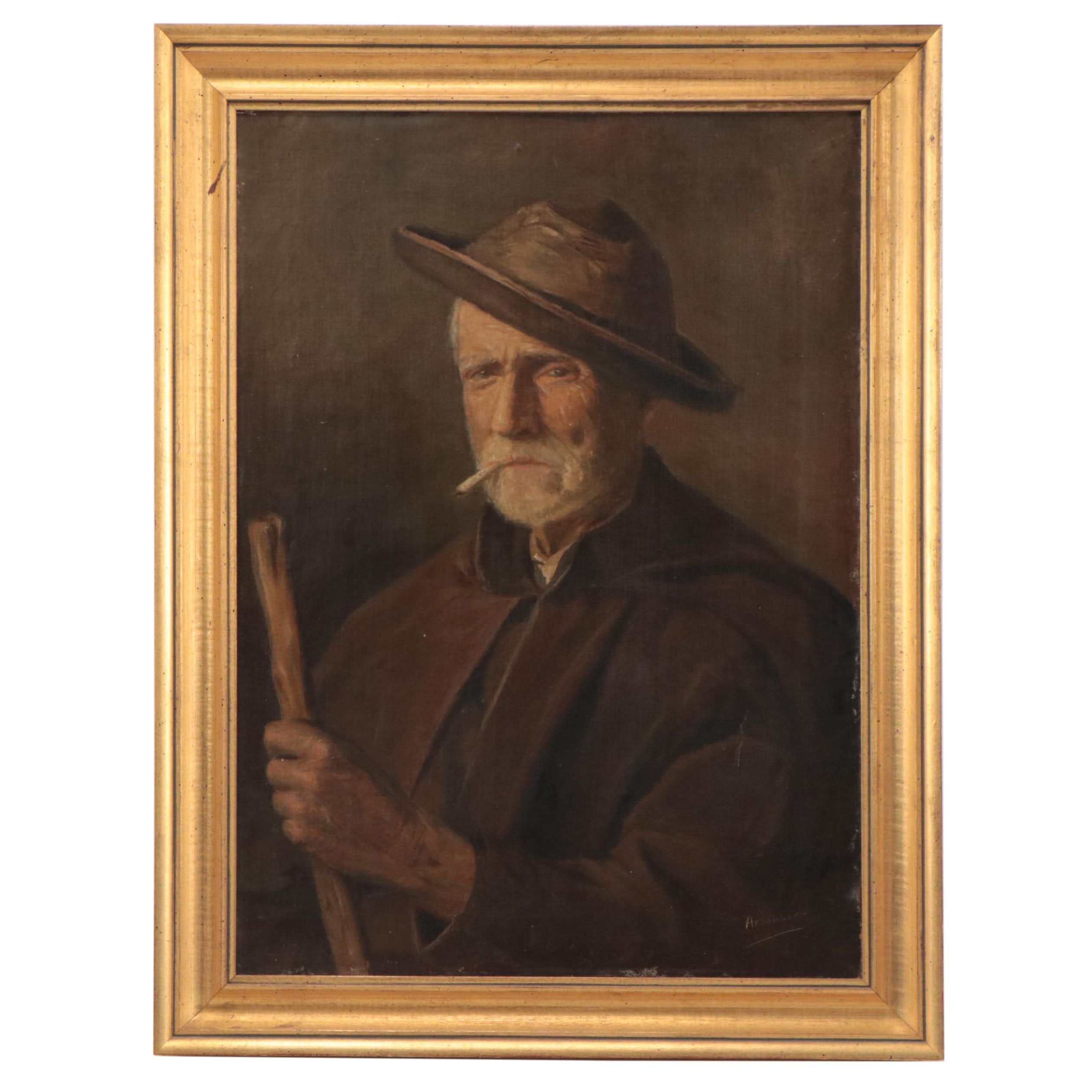 Continental School Portrait Oil Painting, Late 19th Century