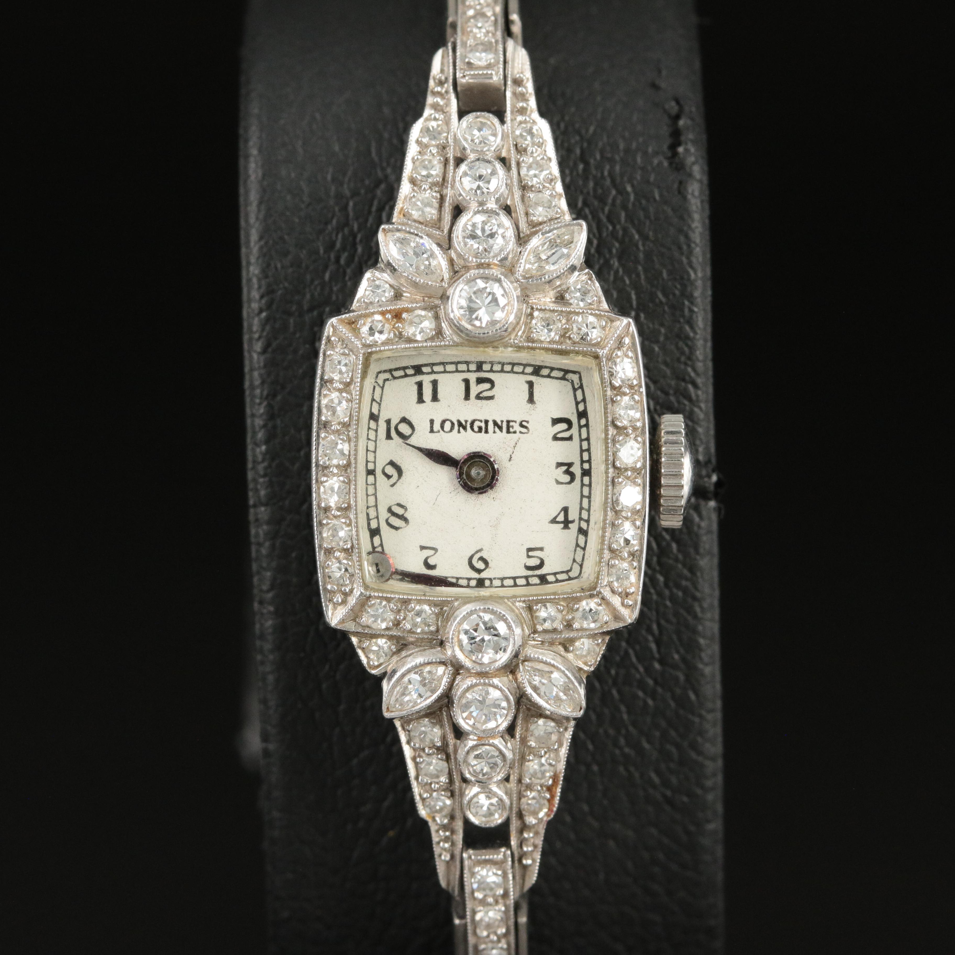 Longines Platinum, 14K and Diamond Vintage Manual-Wind Watch