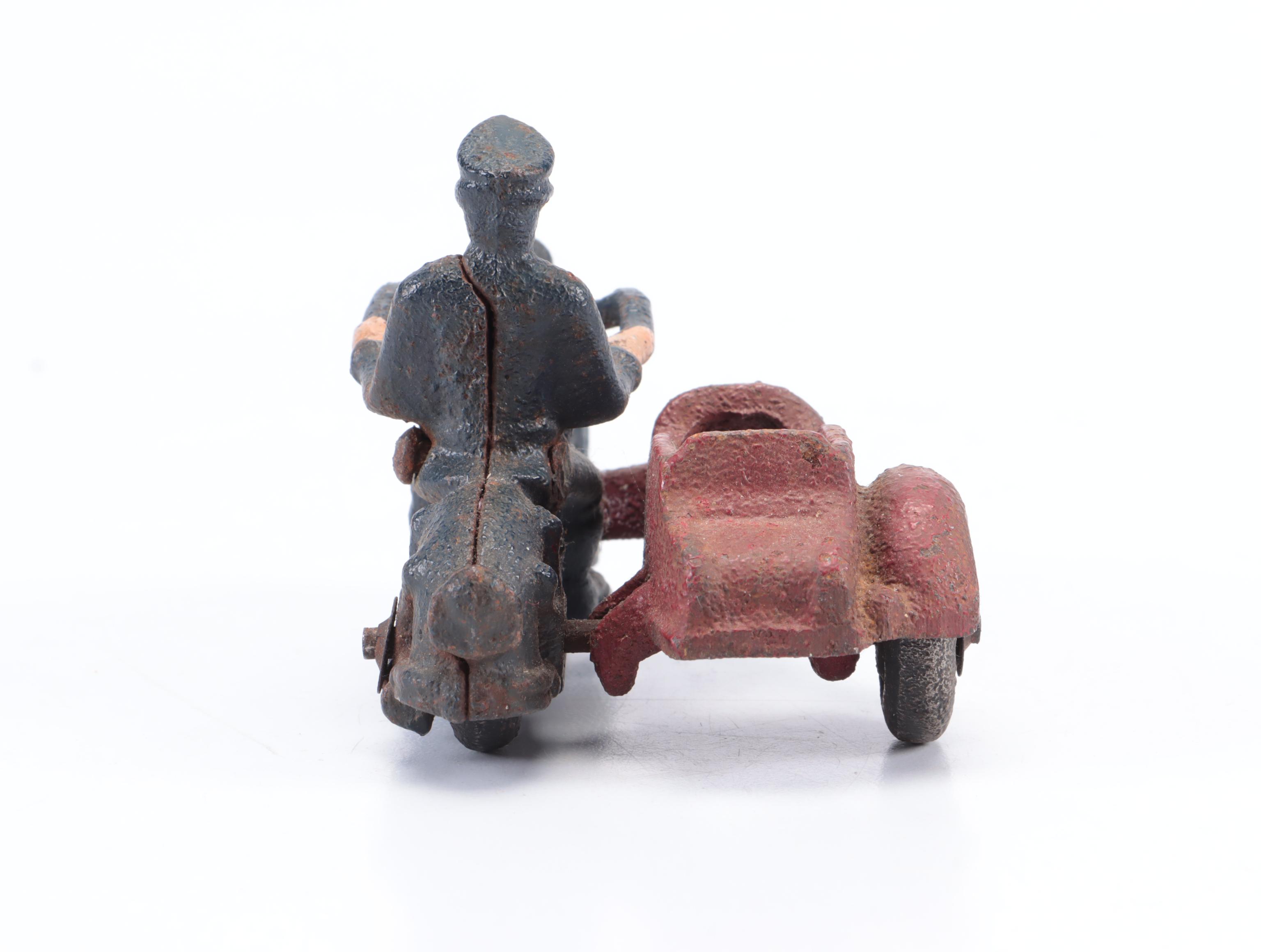 Hubley Style Cast Iron Police Motorcycle Toy, Mid-20th Century
