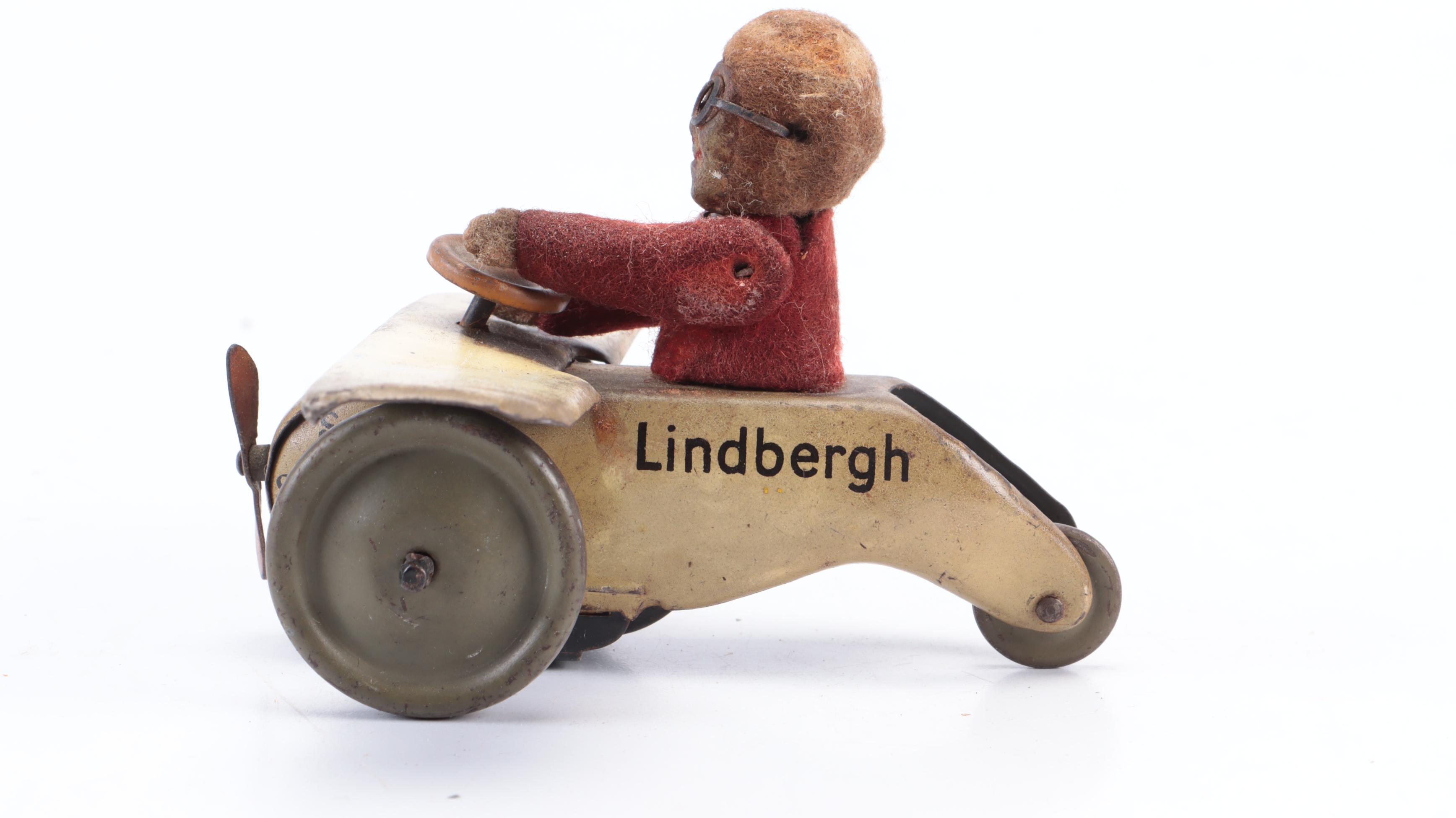 Shuco Spirit of St. Louis Lindbergh Airplane Toy, Mid-20th Century