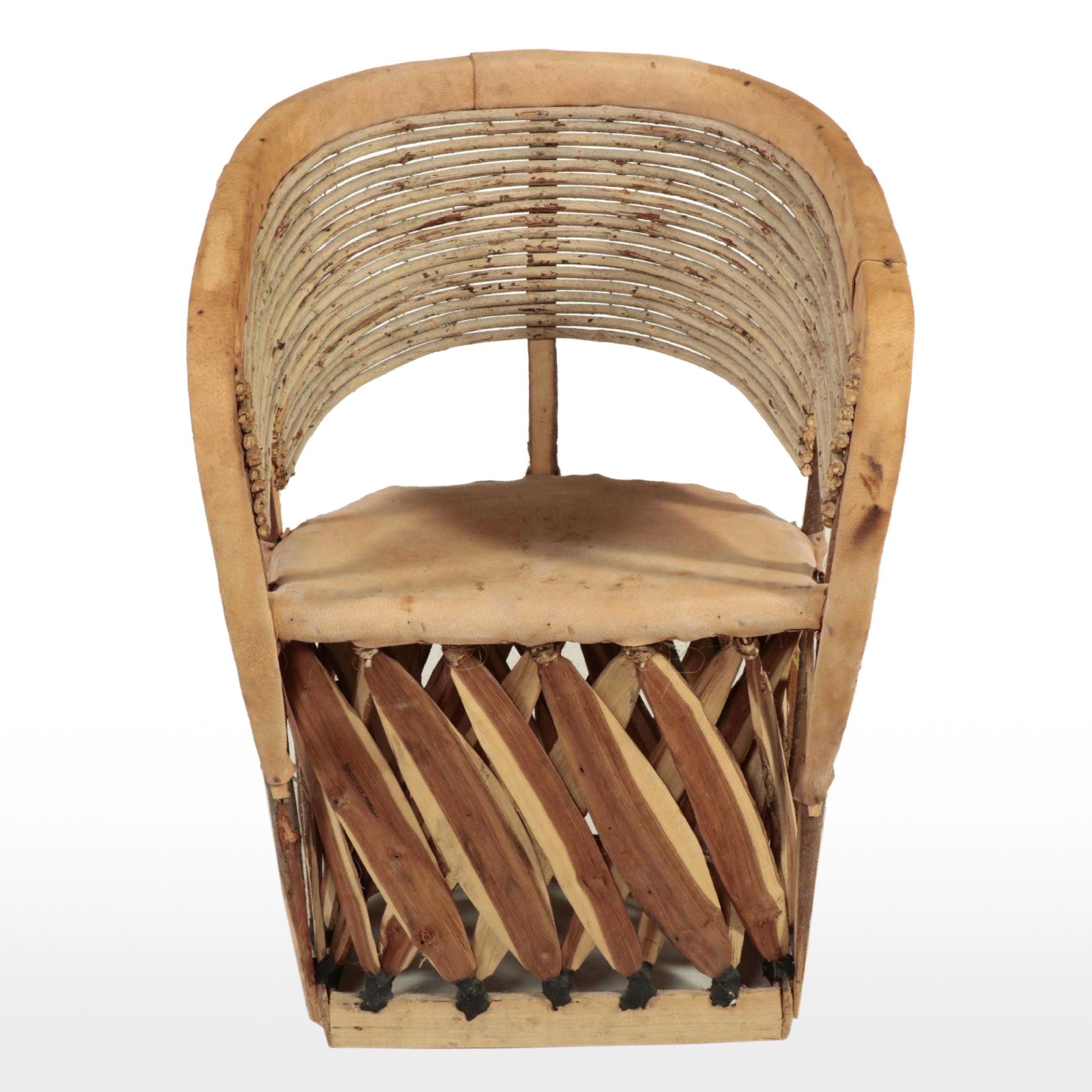 Mexican Mesquite and Leather Armchair