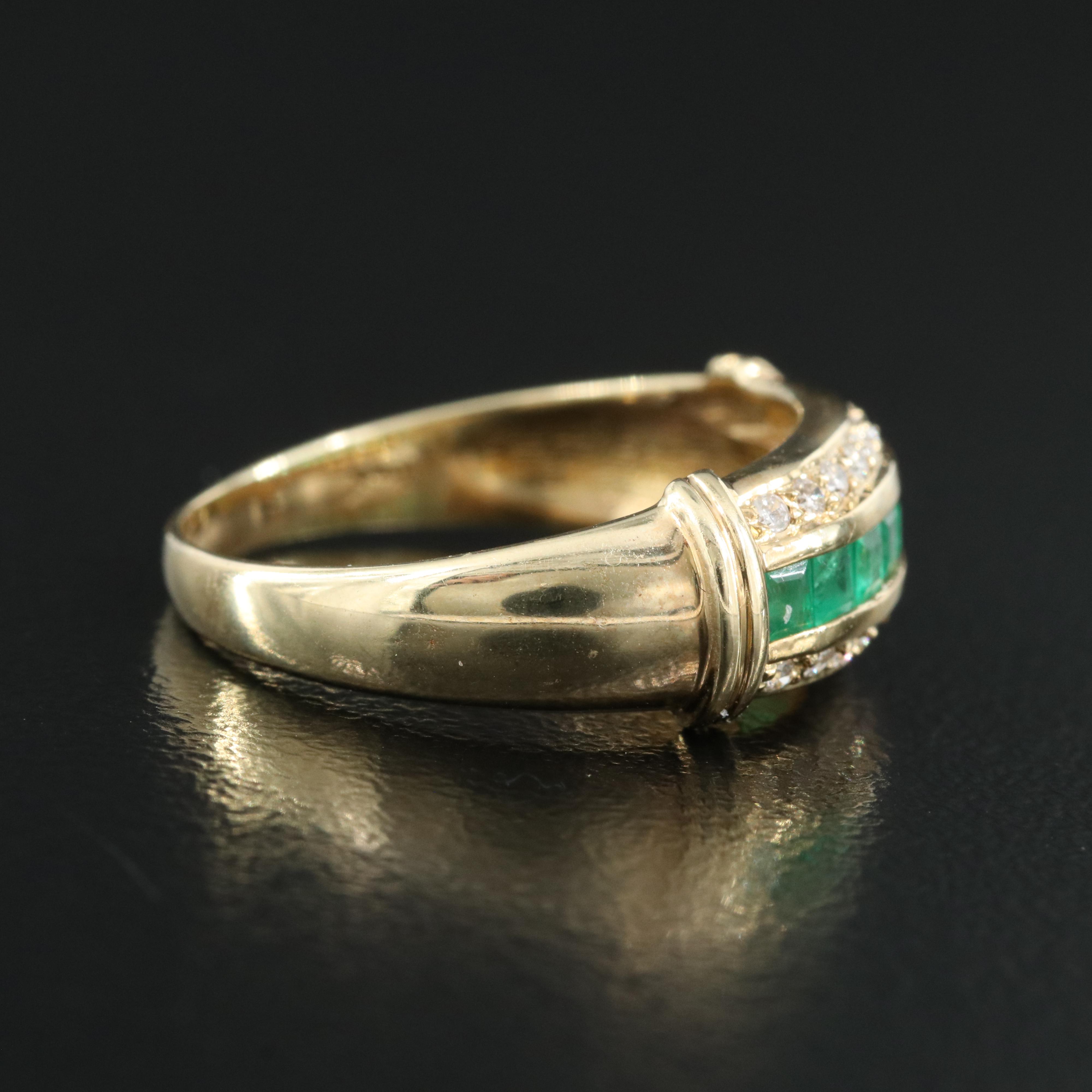 14K Emerald and Diamond Ring